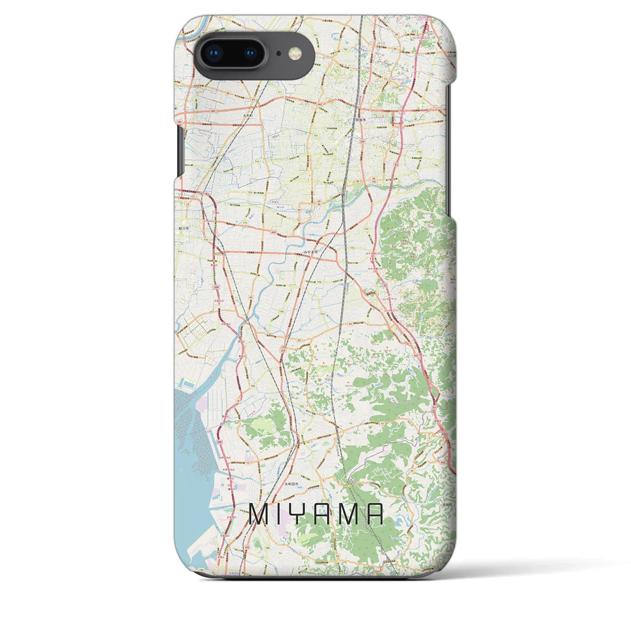 【みやま(福岡県)】地図柄iPhoneケース(バックカバータイプ)