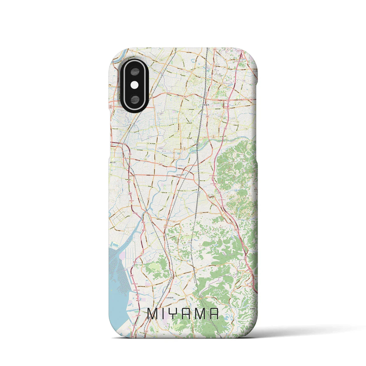 【みやま(福岡県)】地図柄iPhoneケース(バックカバータイプ)