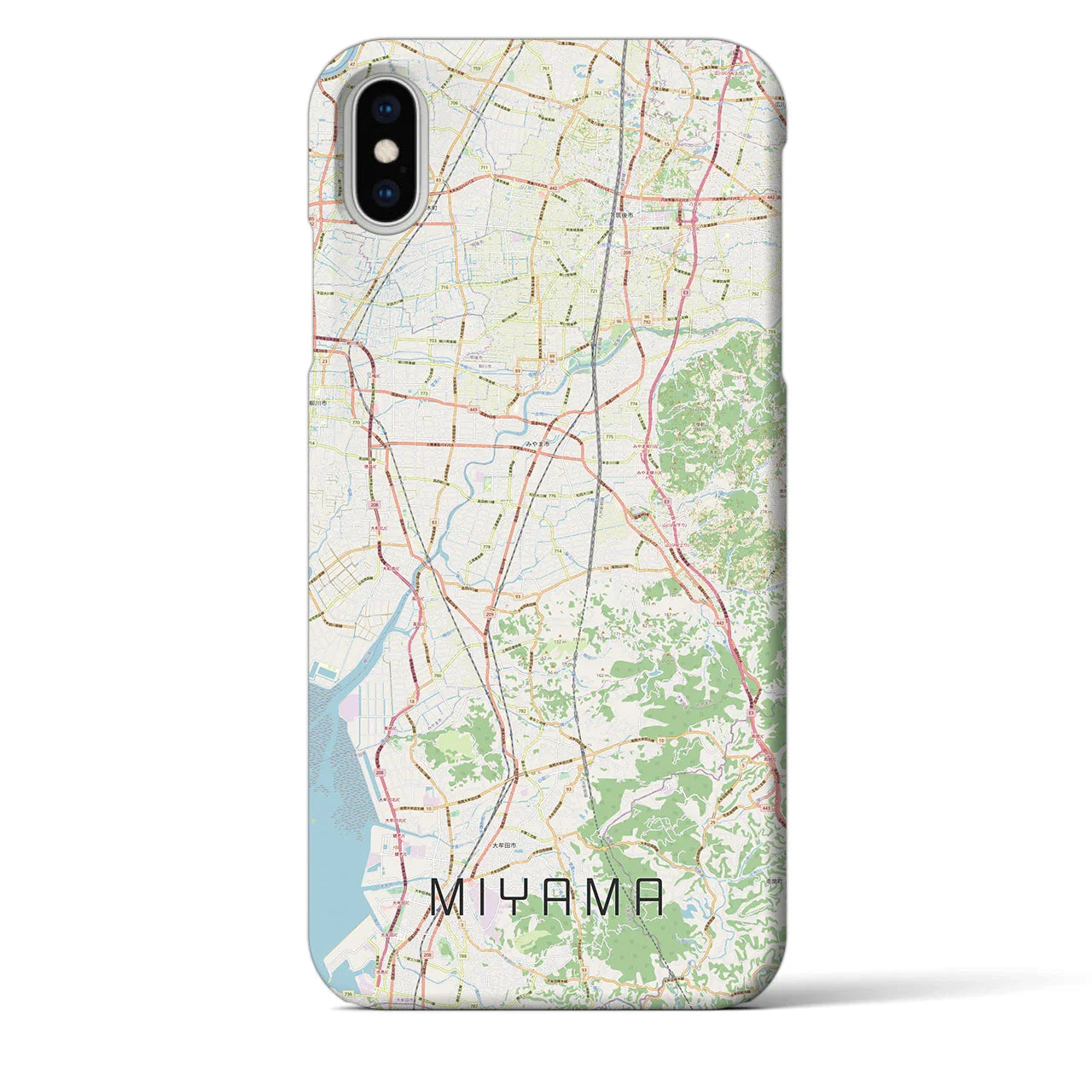 【みやま(福岡県)】地図柄iPhoneケース(バックカバータイプ)