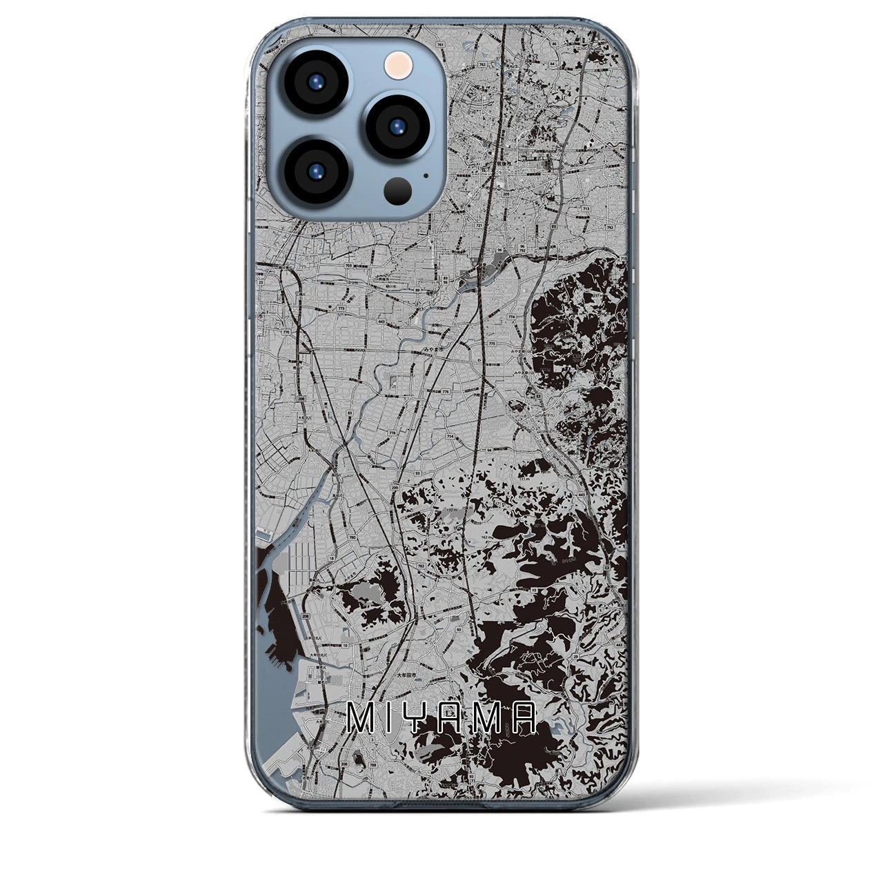 【みやま(福岡県)】地図柄iPhoneケース(クリアタイプ)