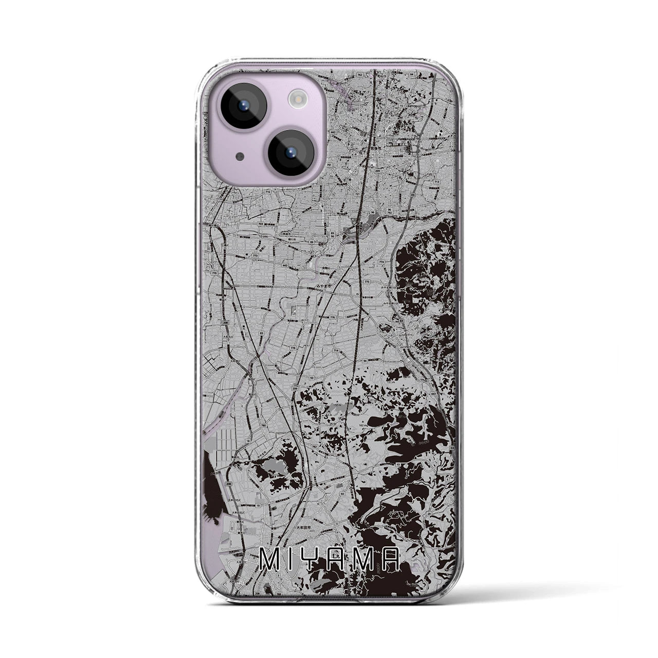 【みやま(福岡県)】地図柄iPhoneケース(クリアタイプ)