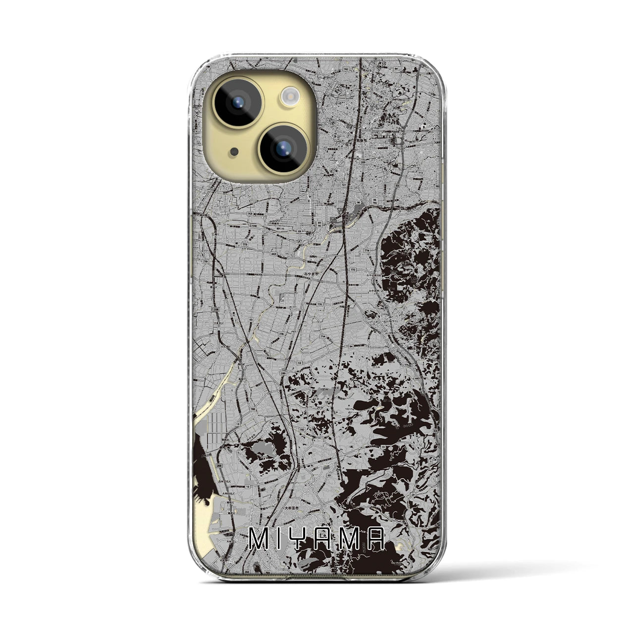 【みやま(福岡県)】地図柄iPhoneケース(クリアタイプ)