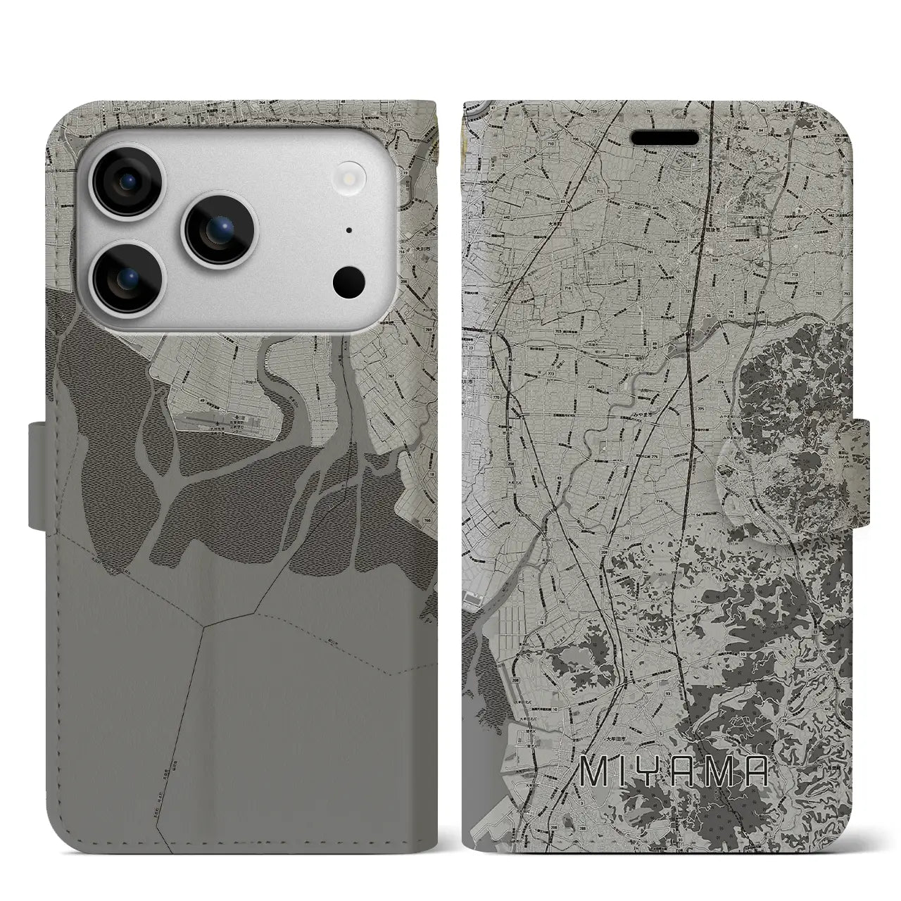 【みやま(福岡県)】地図柄iPhoneケース(手帳タイプ)