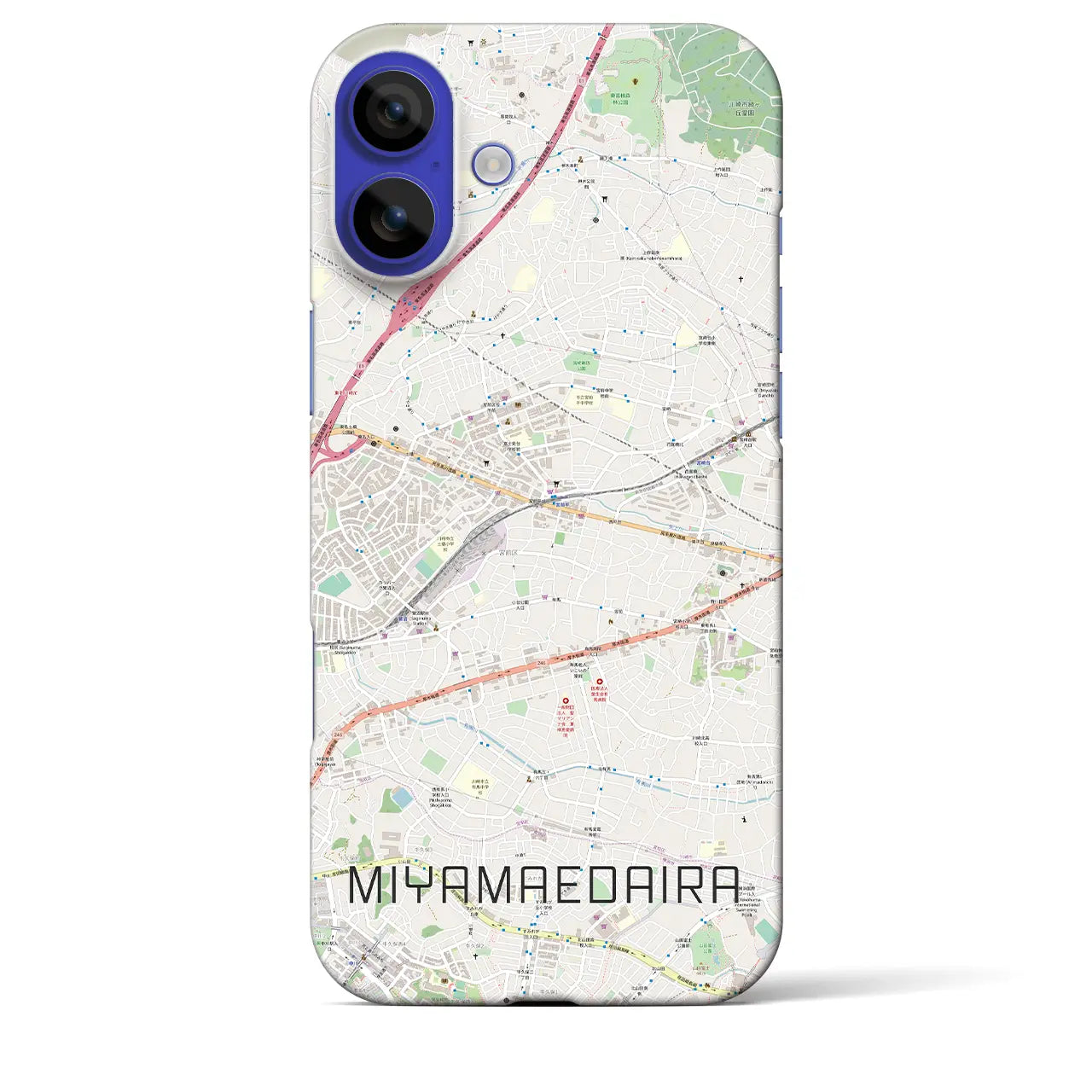 【宮前平(神奈川県)】地図柄iPhoneケース(バックカバータイプ)ナチュラル・iPhone 16 Pro Max 用