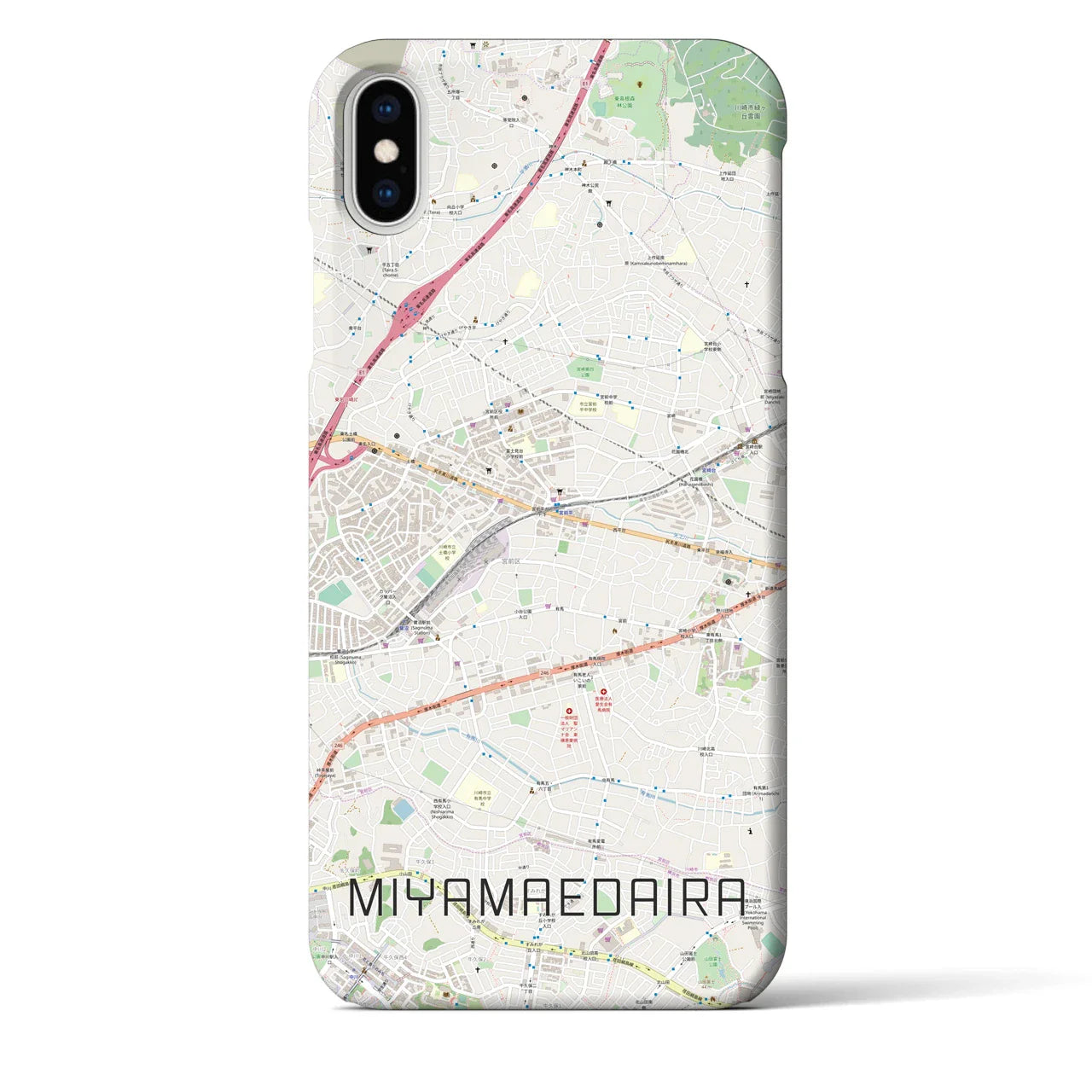 【宮前平(神奈川県)】地図柄iPhoneケース(バックカバータイプ)