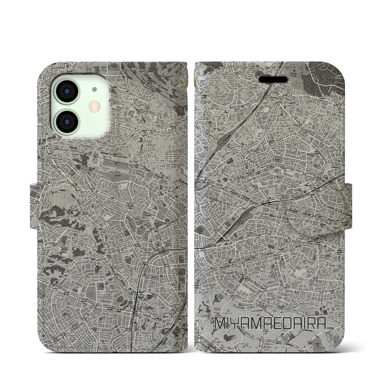 【宮前平(神奈川県)】地図柄iPhoneケース(手帳タイプ)