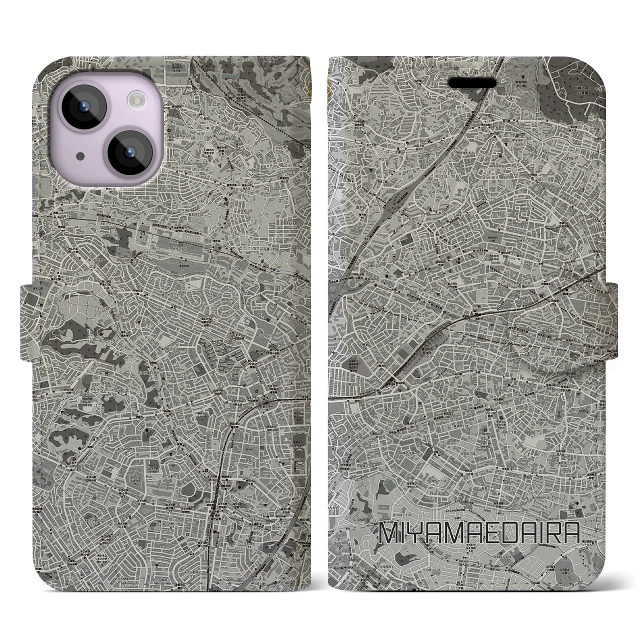 【宮前平(神奈川県)】地図柄iPhoneケース(手帳タイプ)