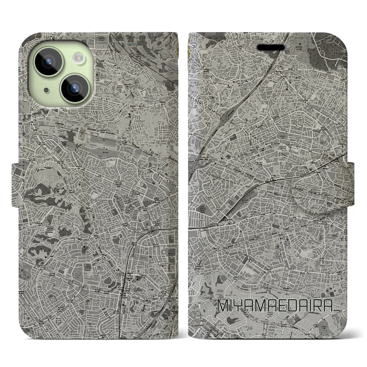 【宮前平(神奈川県)】地図柄iPhoneケース(手帳タイプ)