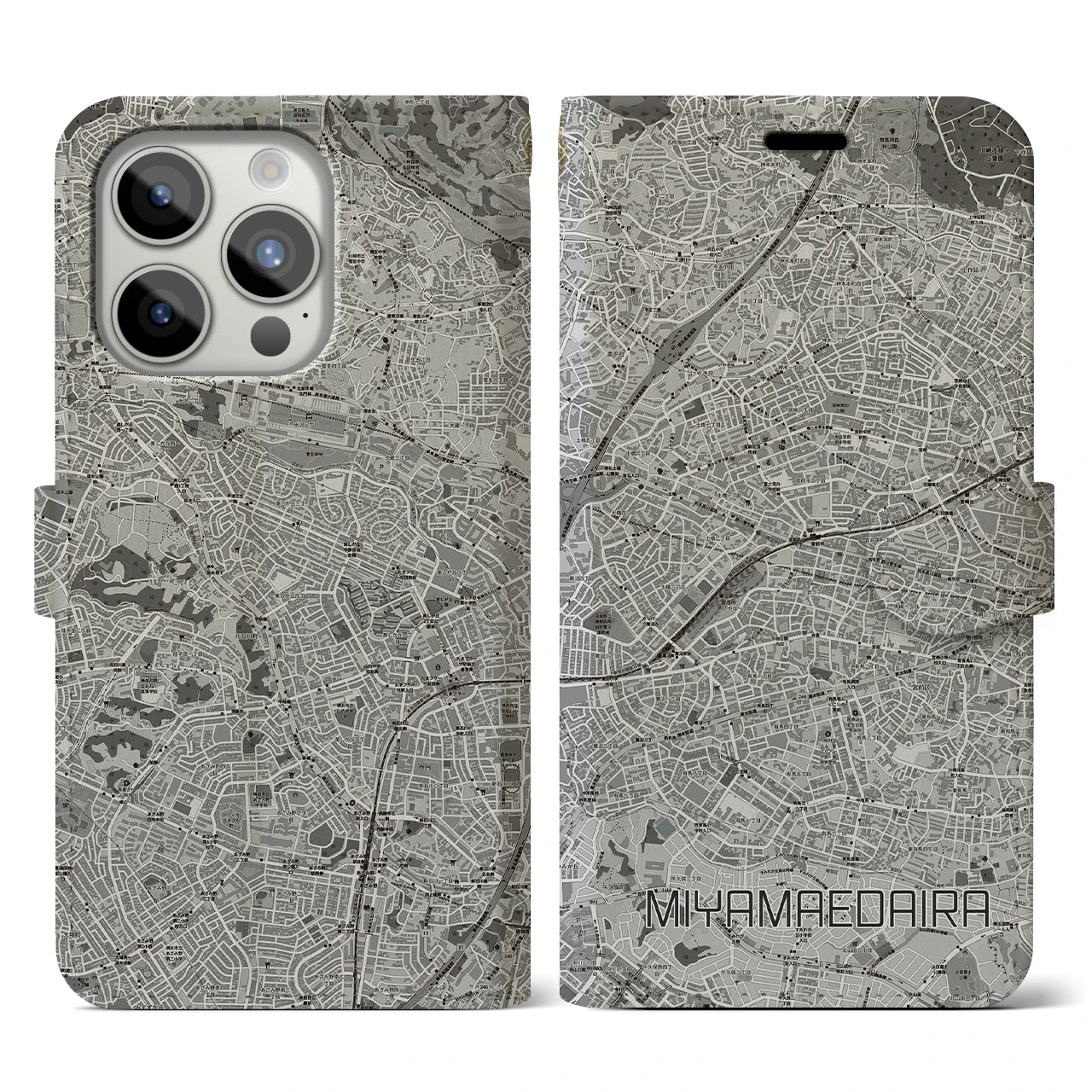 【宮前平(神奈川県)】地図柄iPhoneケース(手帳タイプ)