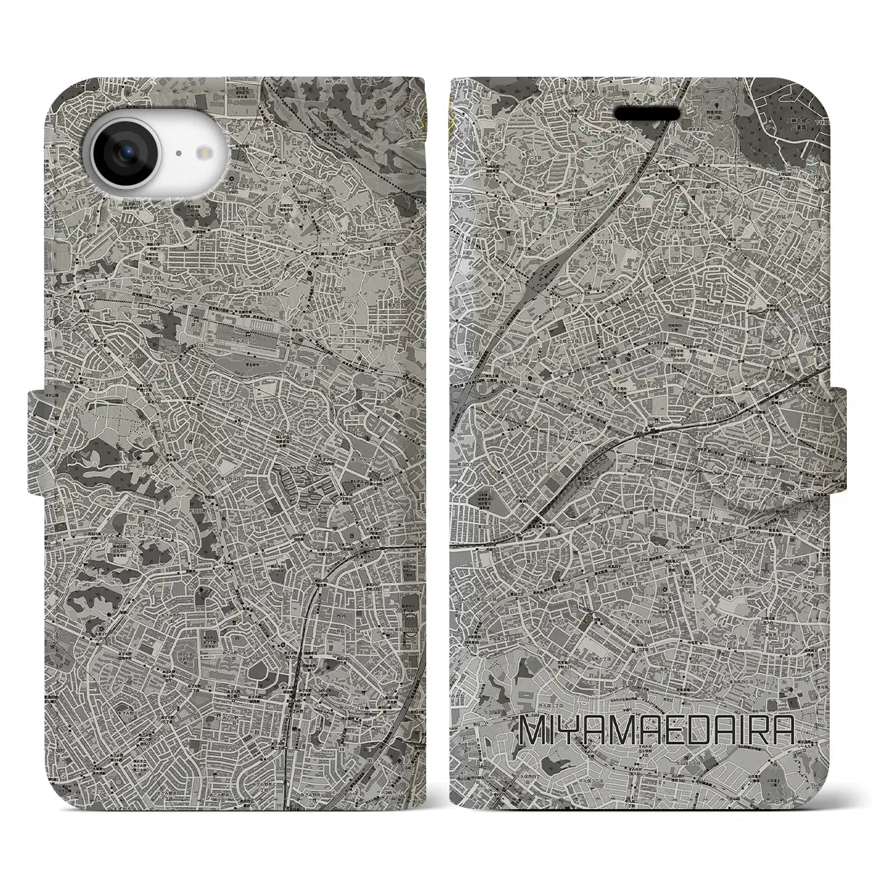 【宮前平(神奈川県)】地図柄iPhoneケース(手帳タイプ)