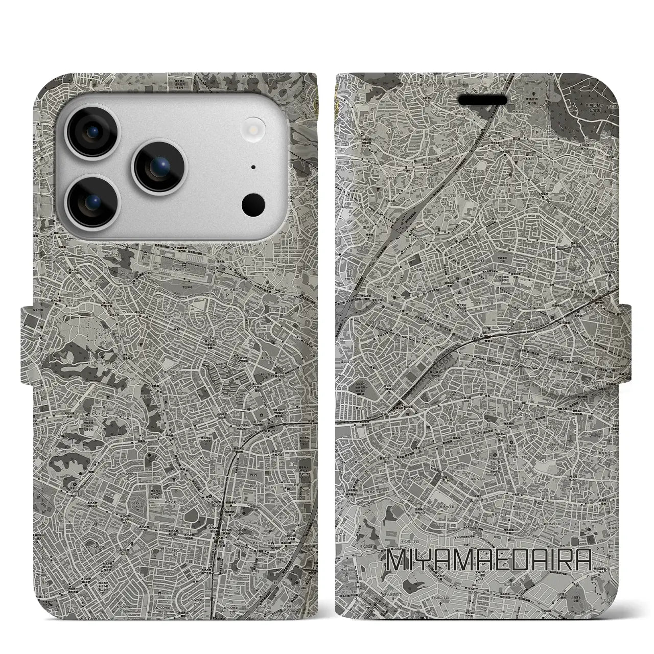 【宮前平(神奈川県)】地図柄iPhoneケース(手帳タイプ)