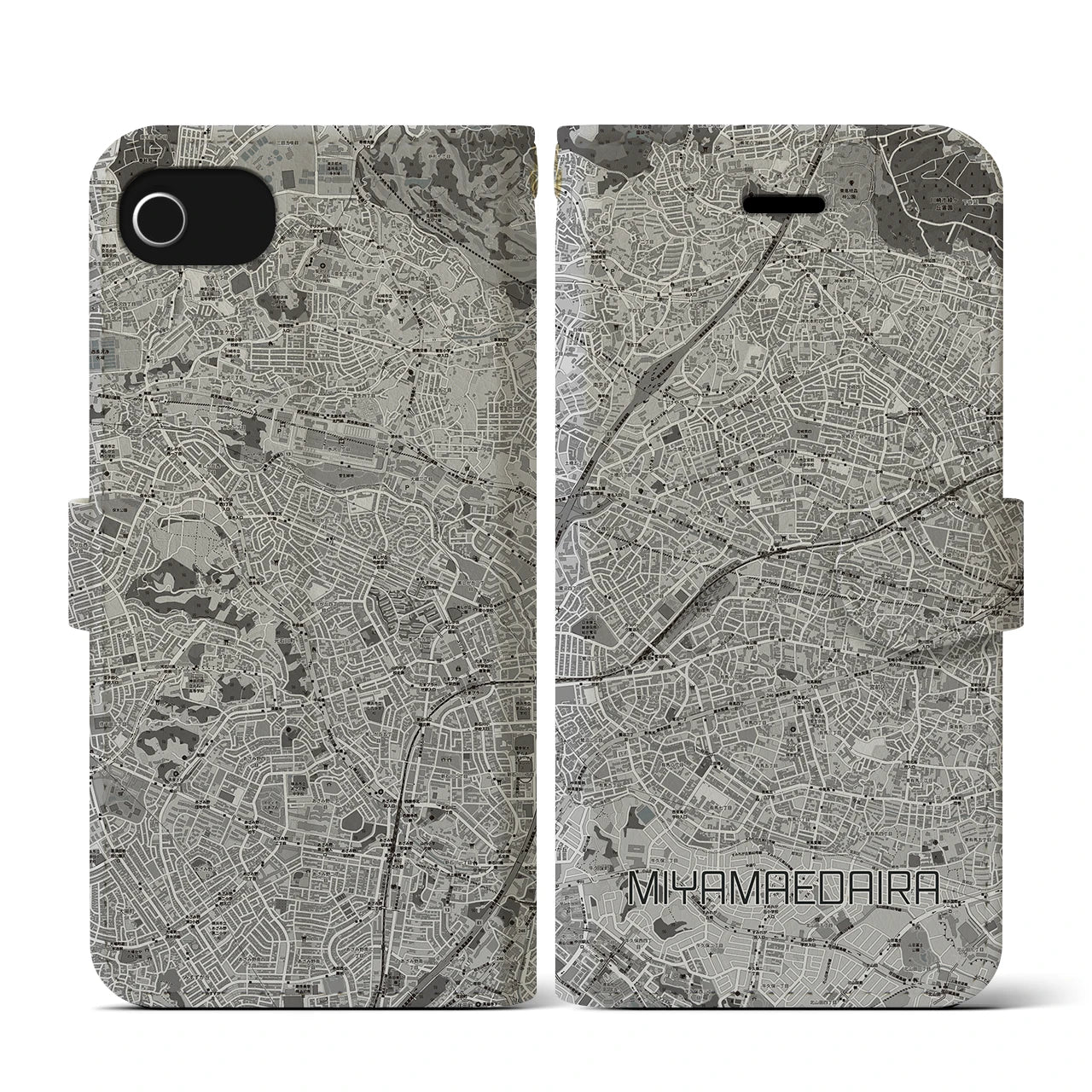 【宮前平(神奈川県)】地図柄iPhoneケース(手帳タイプ)