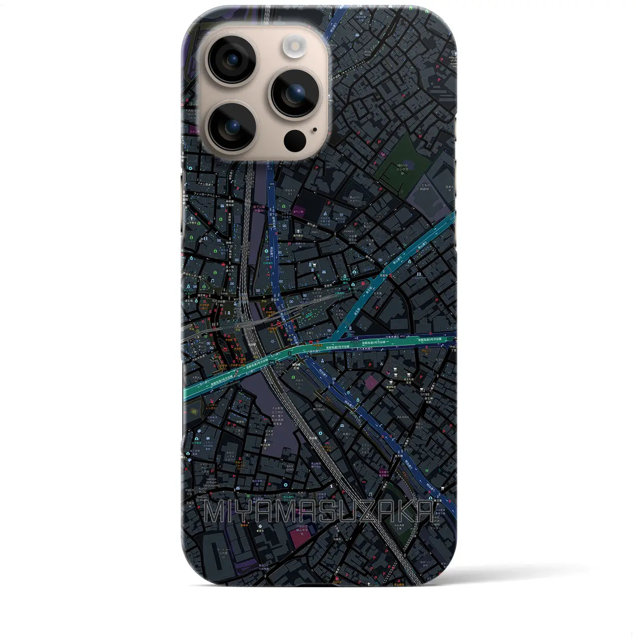 【宮益坂(東京都)】地図柄iPhoneケース(バックカバータイプ)