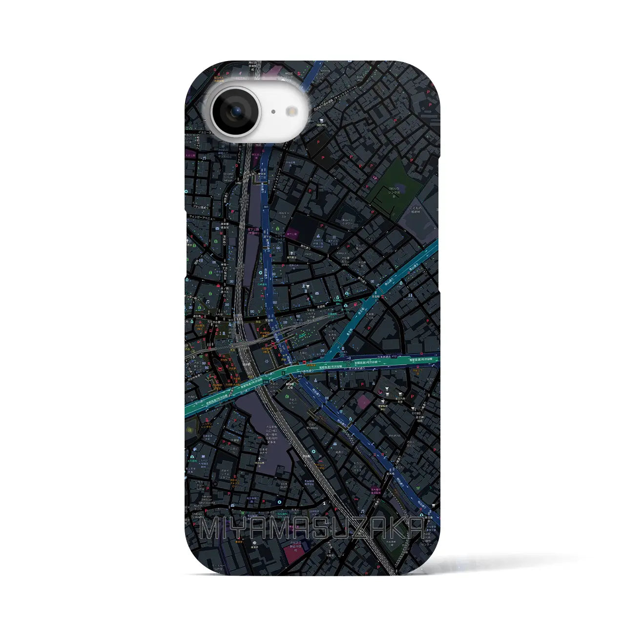 【宮益坂(東京都)】地図柄iPhoneケース(バックカバータイプ)