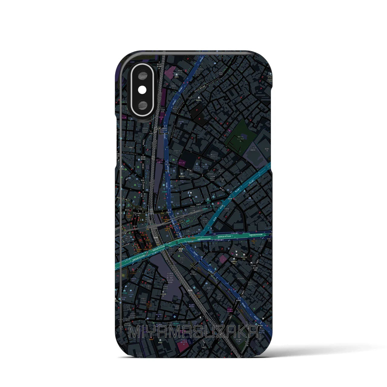 【宮益坂(東京都)】地図柄iPhoneケース(バックカバータイプ)
