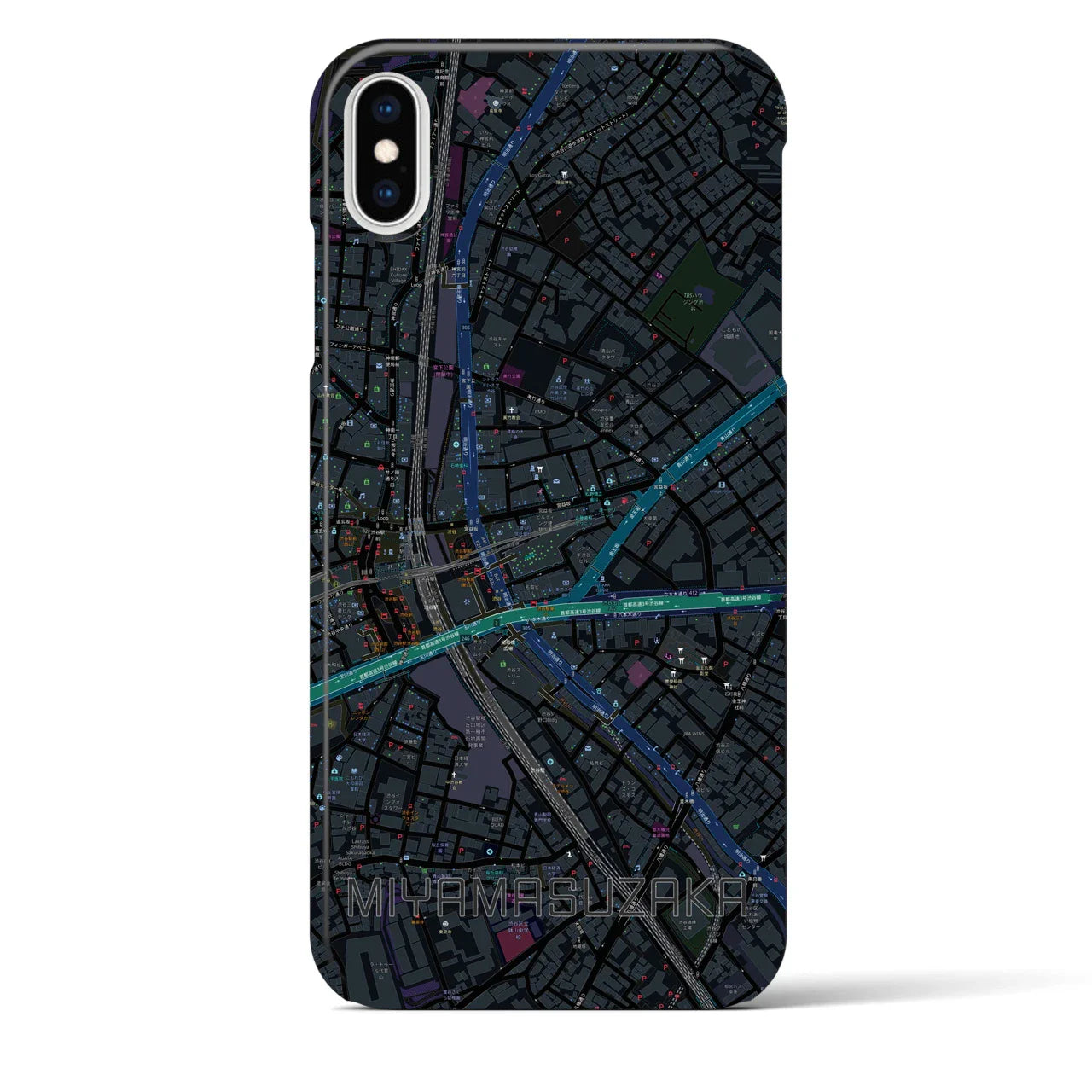 【宮益坂(東京都)】地図柄iPhoneケース(バックカバータイプ)