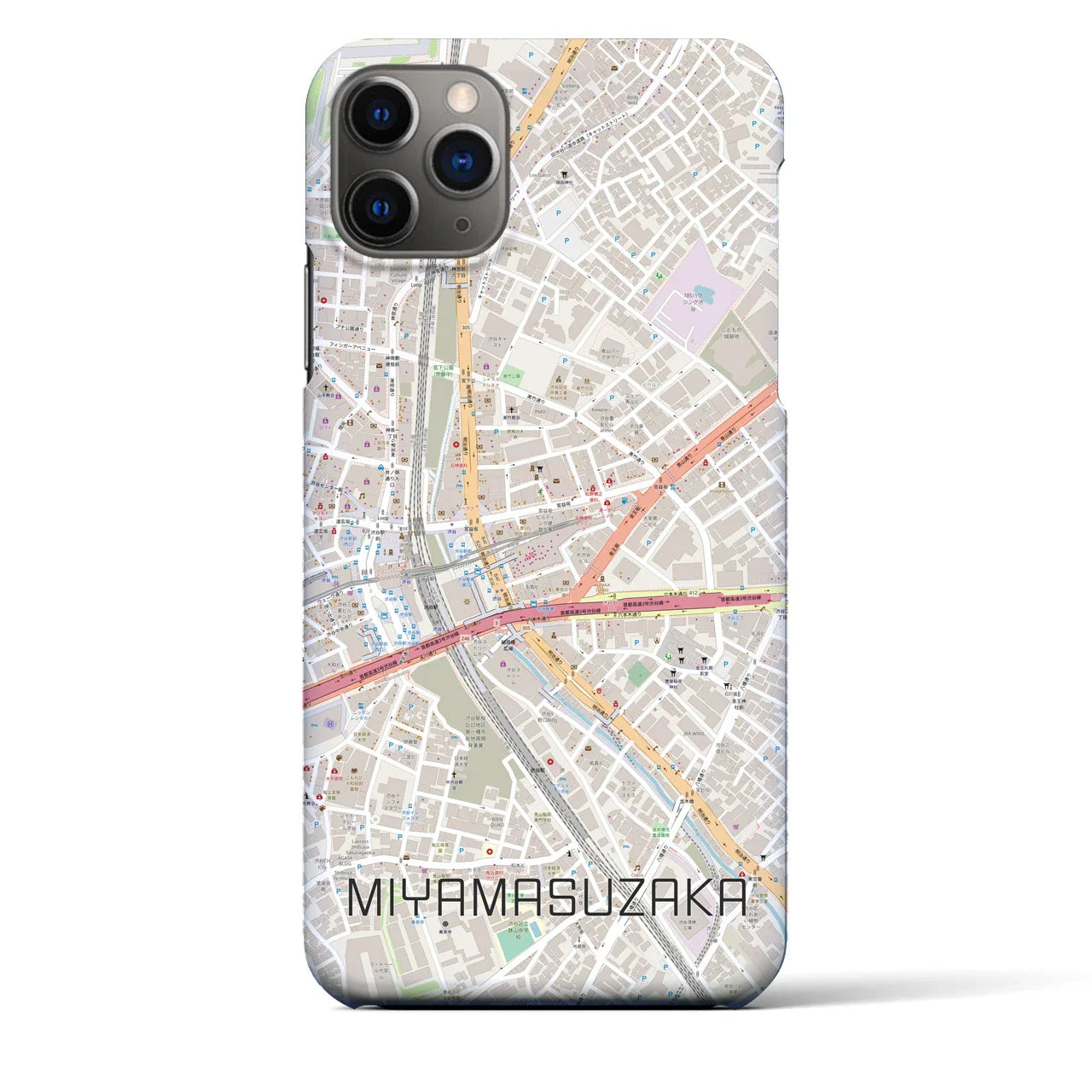 【宮益坂(東京都)】地図柄iPhoneケース(バックカバータイプ)