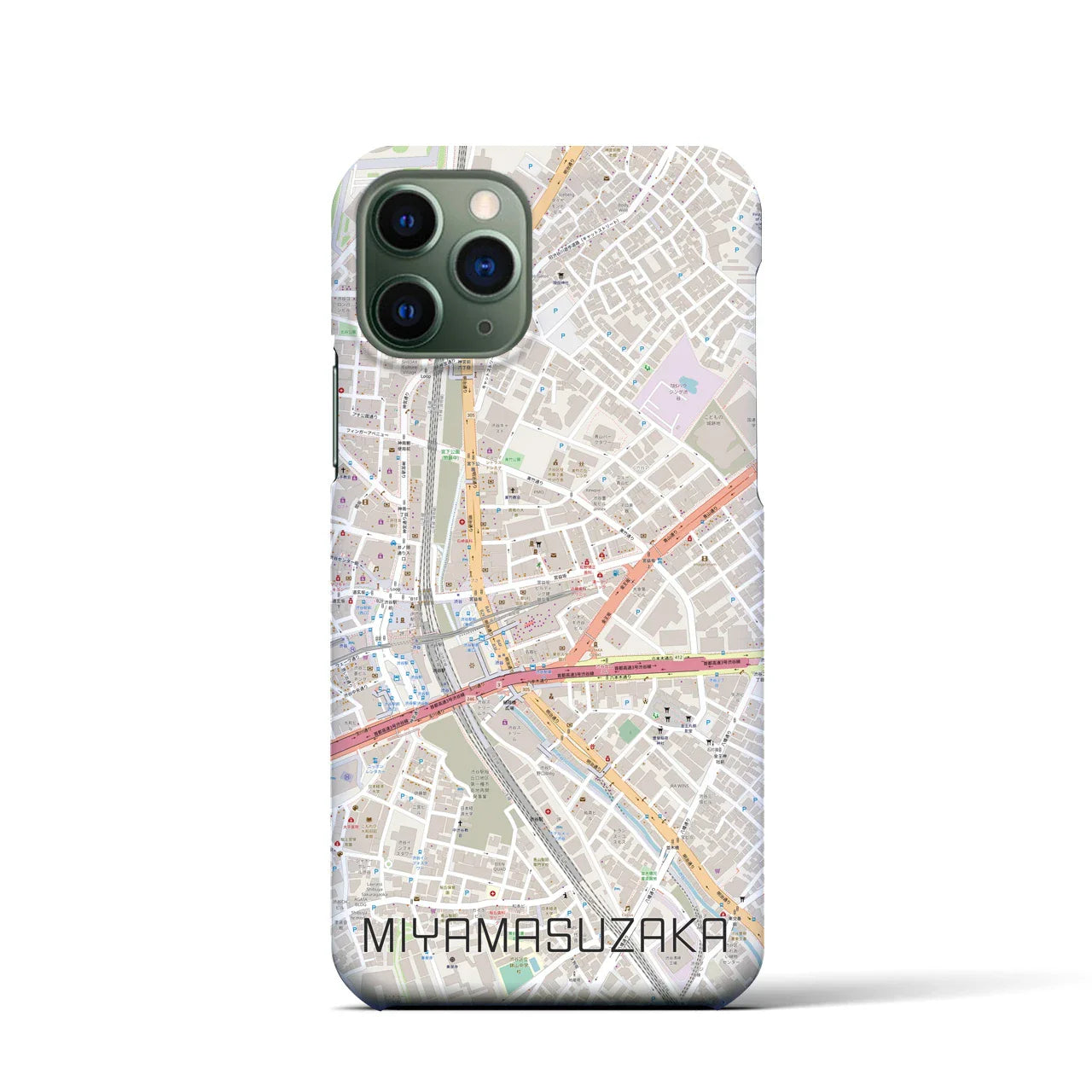 【宮益坂(東京都)】地図柄iPhoneケース(バックカバータイプ)