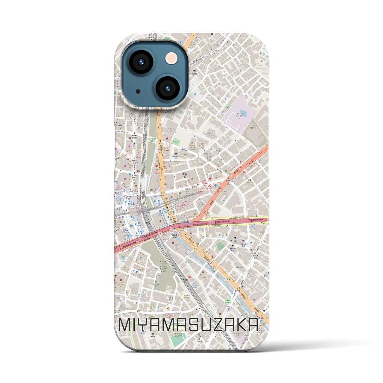 【宮益坂(東京都)】地図柄iPhoneケース(バックカバータイプ)