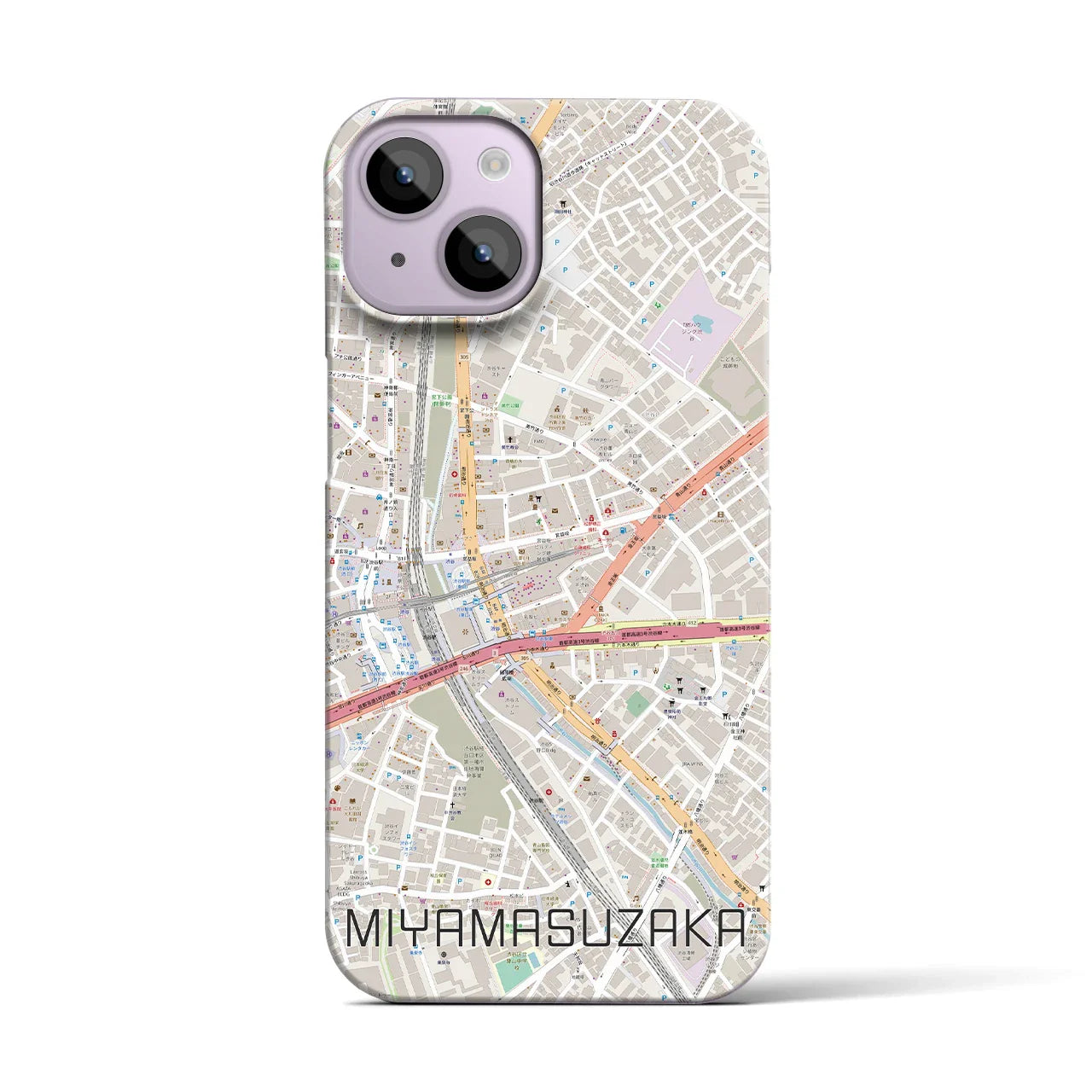【宮益坂(東京都)】地図柄iPhoneケース(バックカバータイプ)