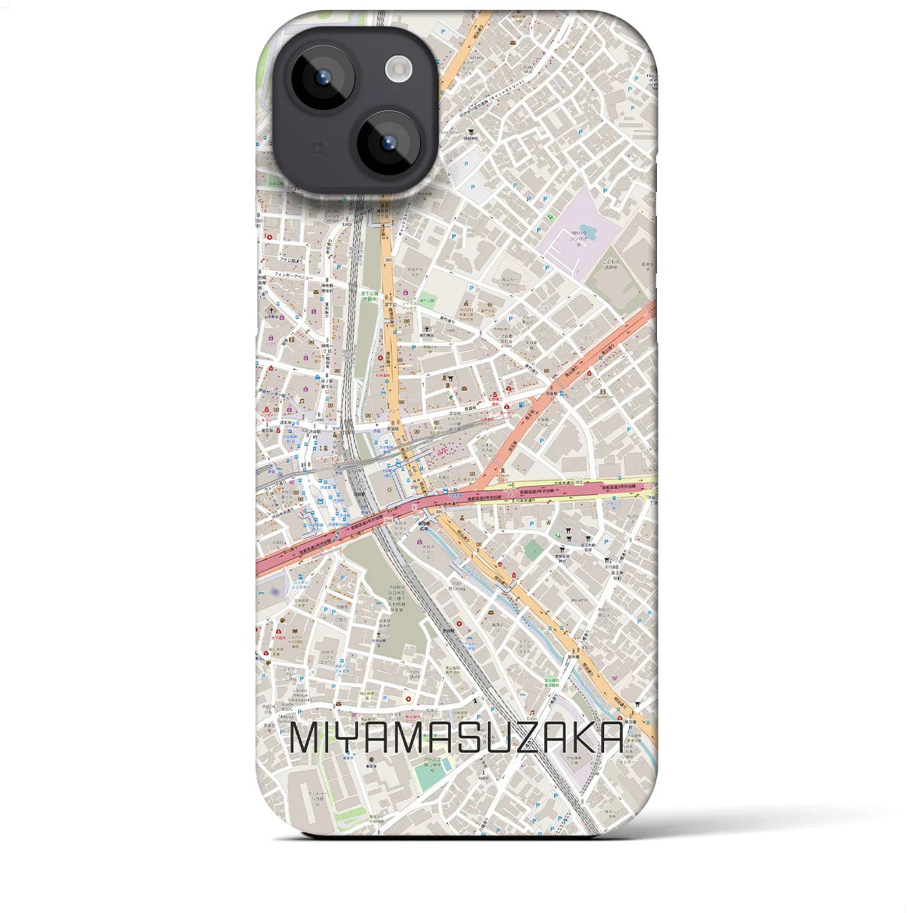 【宮益坂(東京都)】地図柄iPhoneケース(バックカバータイプ)