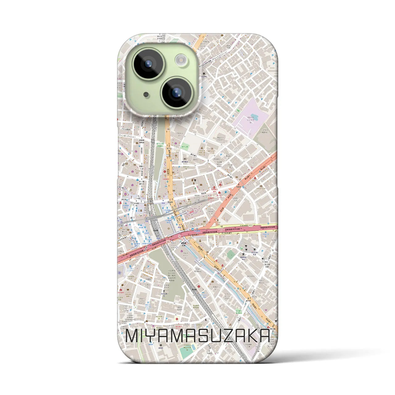 【宮益坂(東京都)】地図柄iPhoneケース(バックカバータイプ)