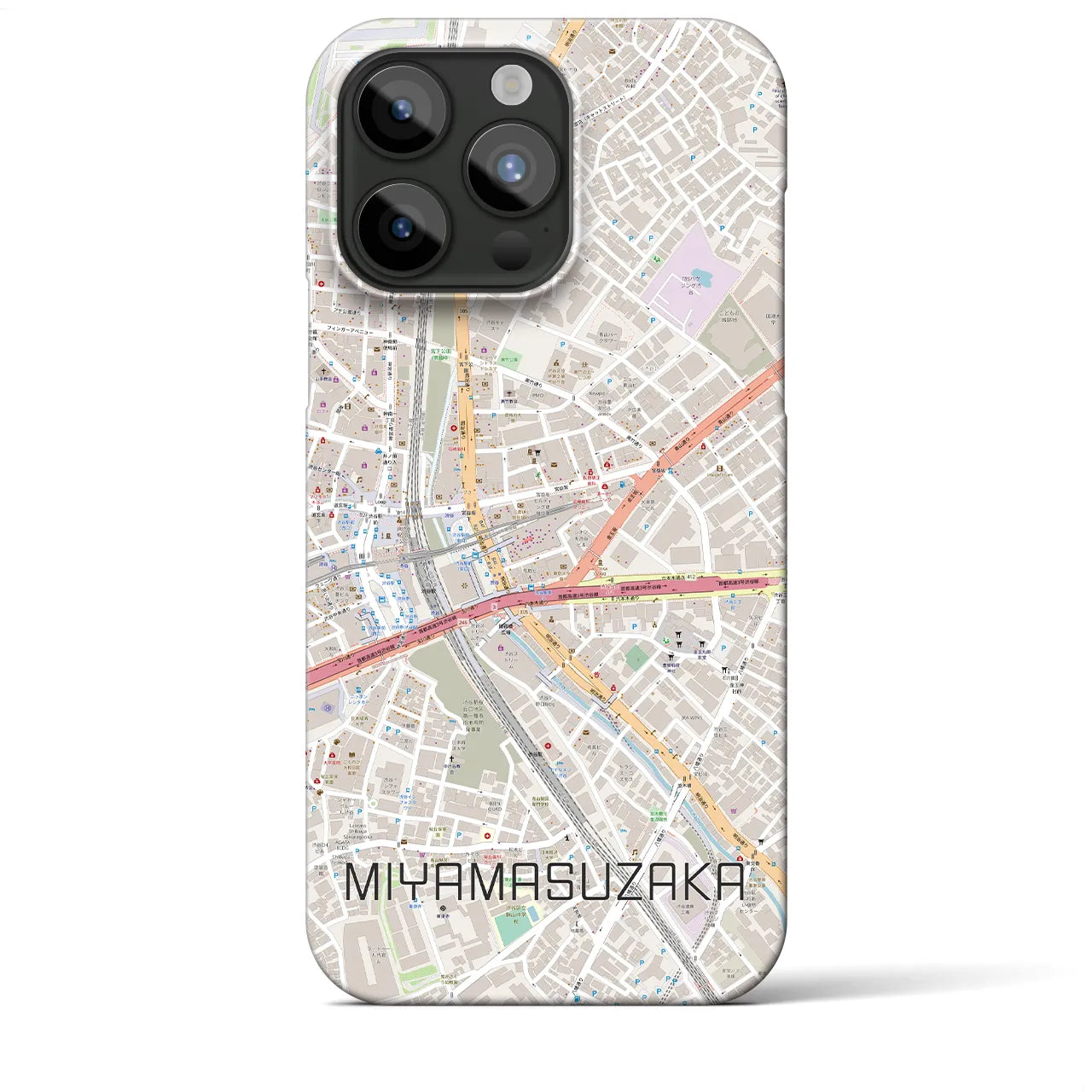 【宮益坂(東京都)】地図柄iPhoneケース(バックカバータイプ)