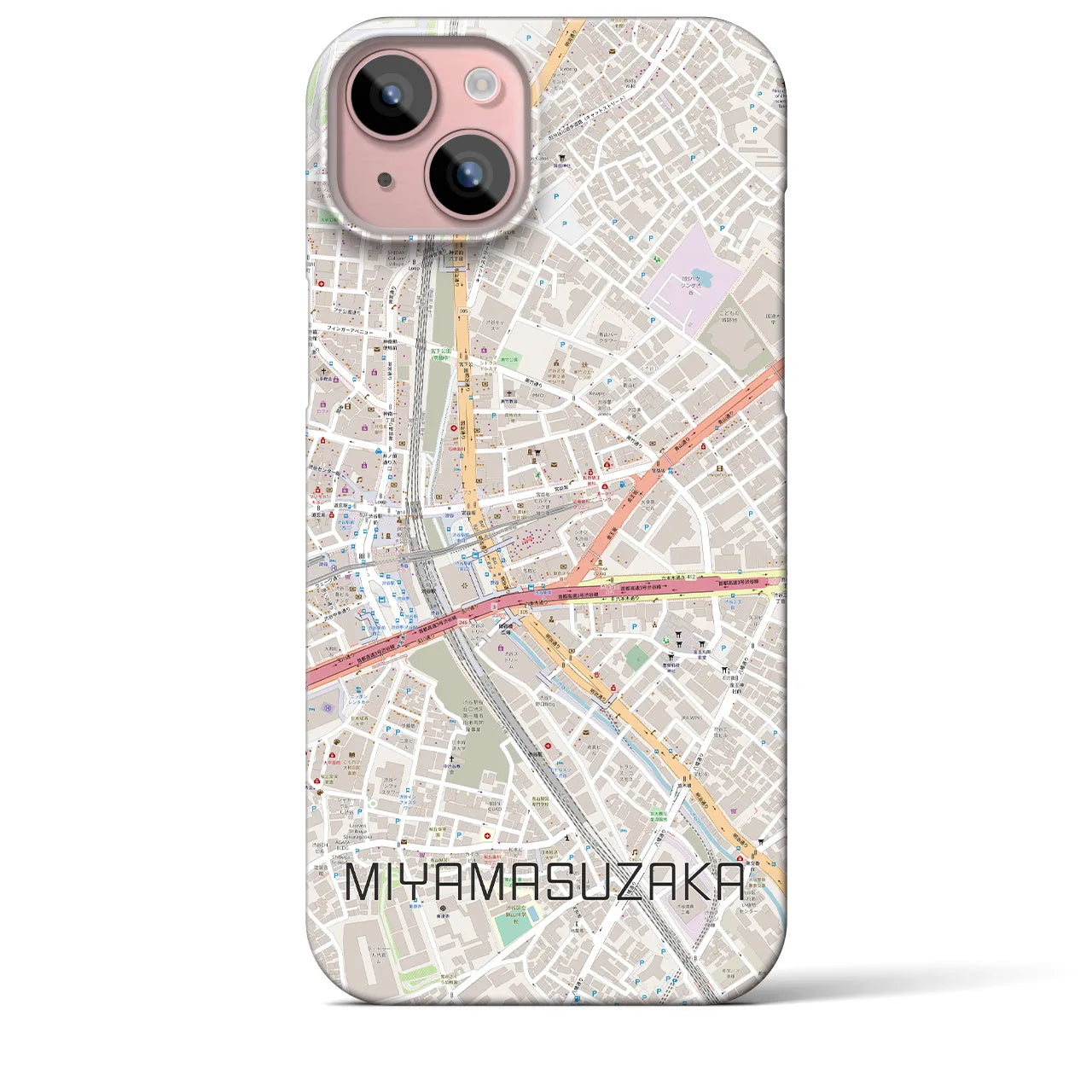 【宮益坂(東京都)】地図柄iPhoneケース(バックカバータイプ)