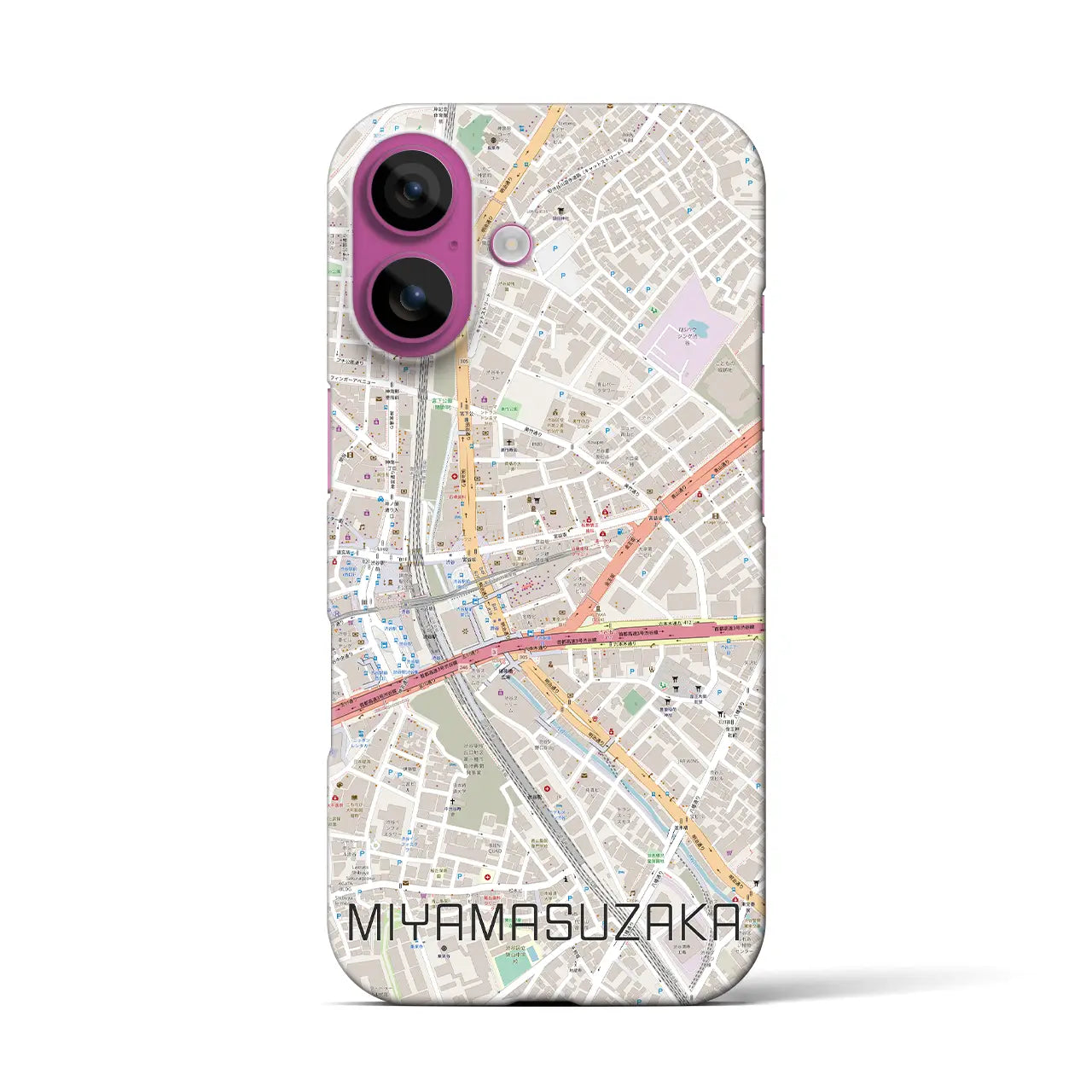 【宮益坂(東京都)】地図柄iPhoneケース(バックカバータイプ)