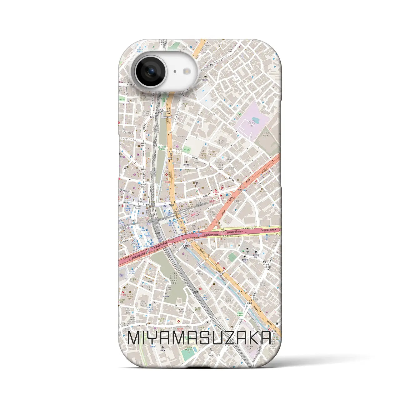 【宮益坂(東京都)】地図柄iPhoneケース(バックカバータイプ)