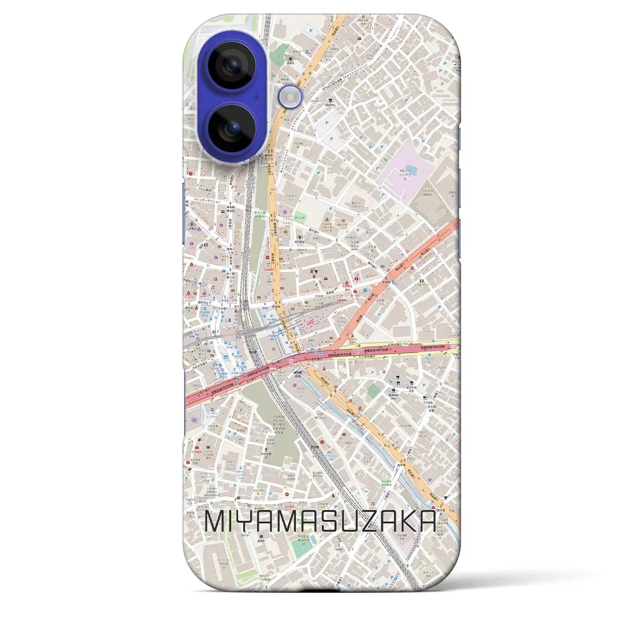 【宮益坂(東京都)】地図柄iPhoneケース(バックカバータイプ)ナチュラル・iPhone 16 Pro Max 用