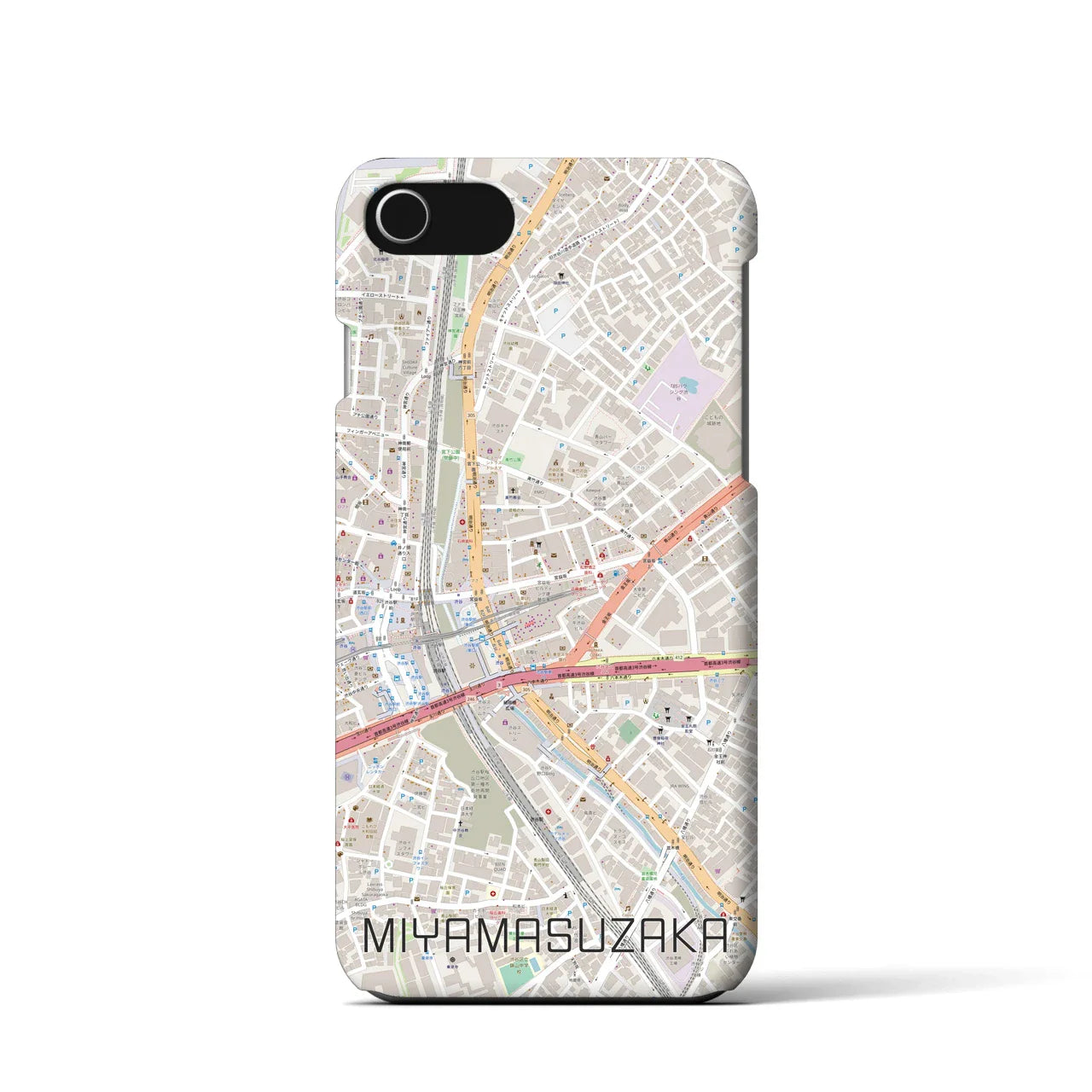 【宮益坂(東京都)】地図柄iPhoneケース(バックカバータイプ)