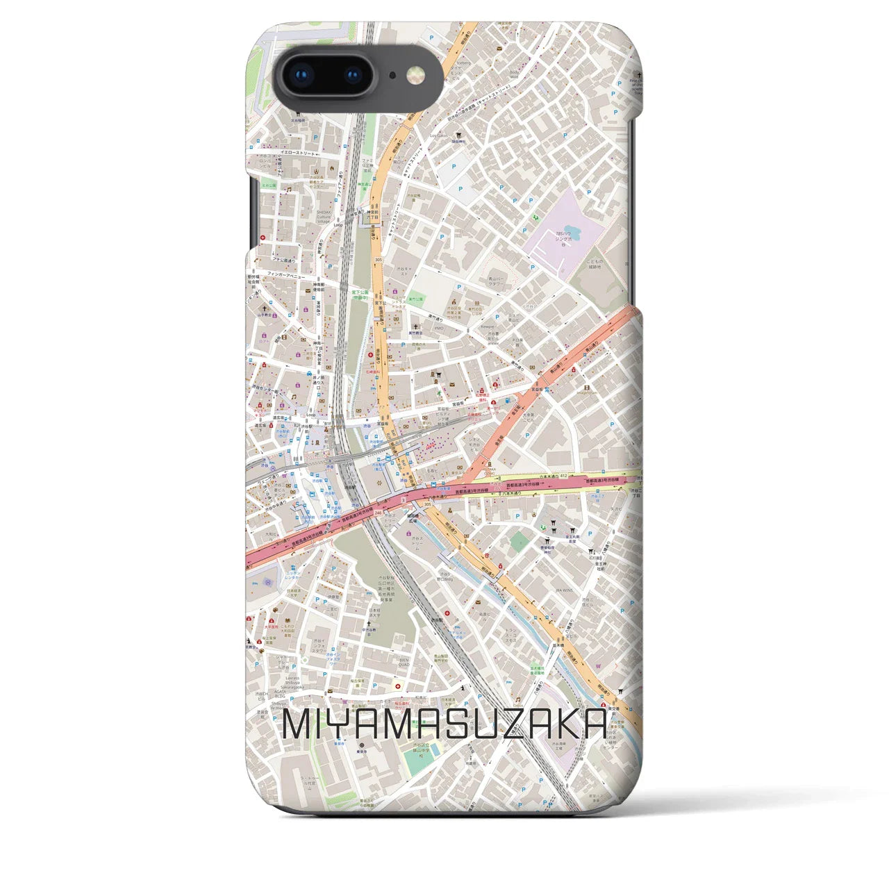 【宮益坂(東京都)】地図柄iPhoneケース(バックカバータイプ)