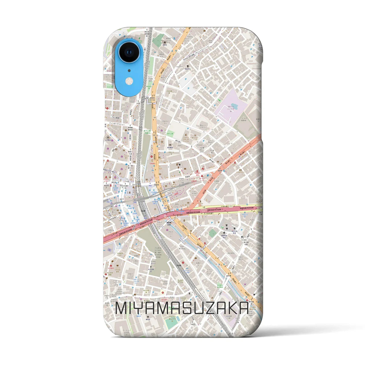 【宮益坂(東京都)】地図柄iPhoneケース(バックカバータイプ)