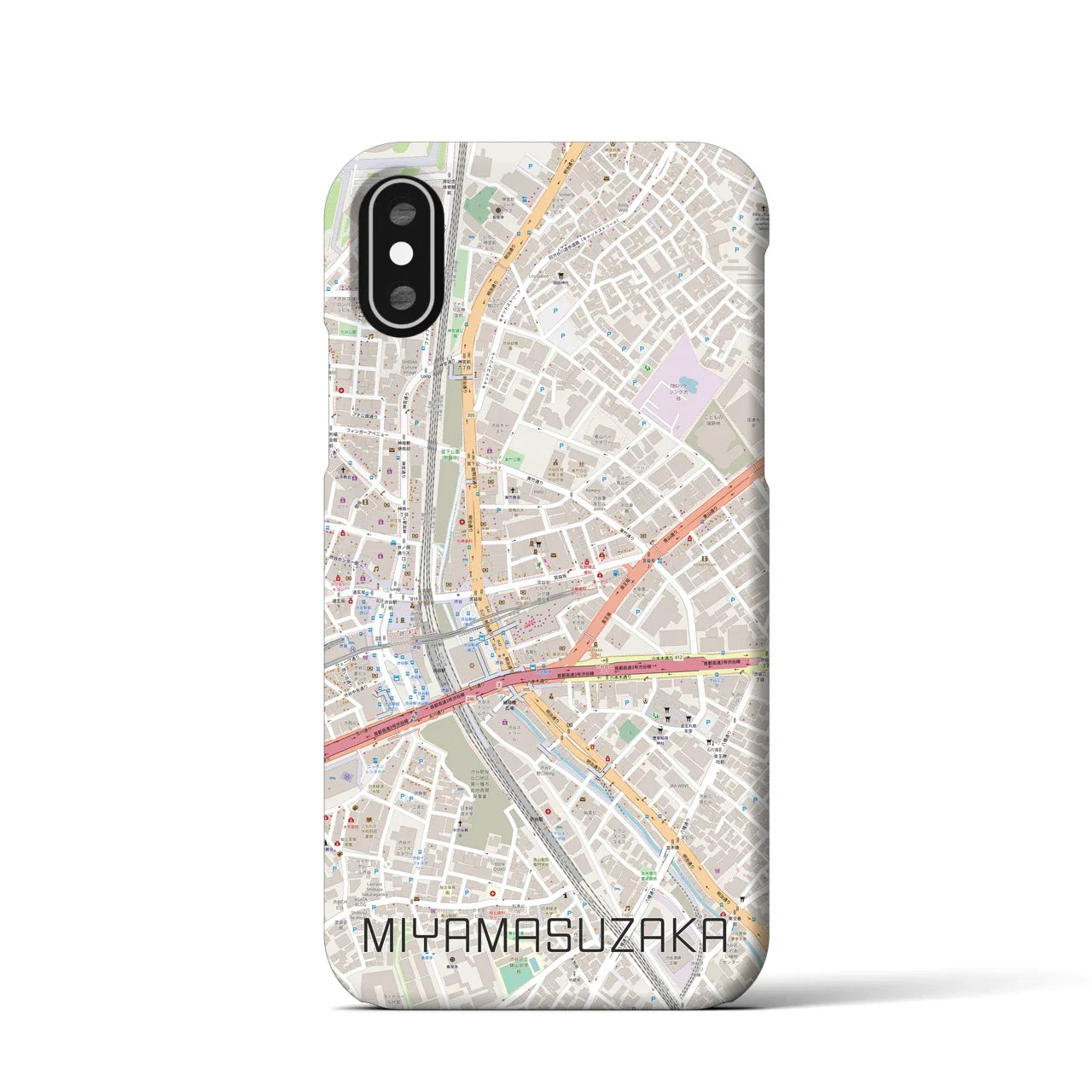 【宮益坂(東京都)】地図柄iPhoneケース(バックカバータイプ)