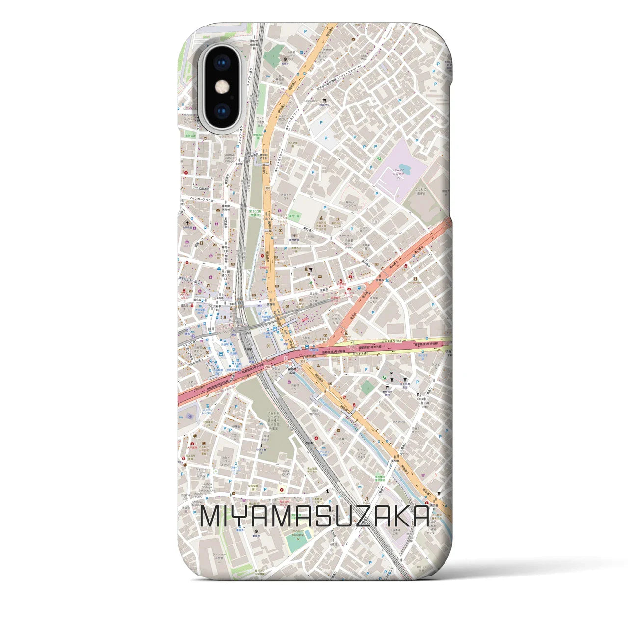 【宮益坂(東京都)】地図柄iPhoneケース(バックカバータイプ)
