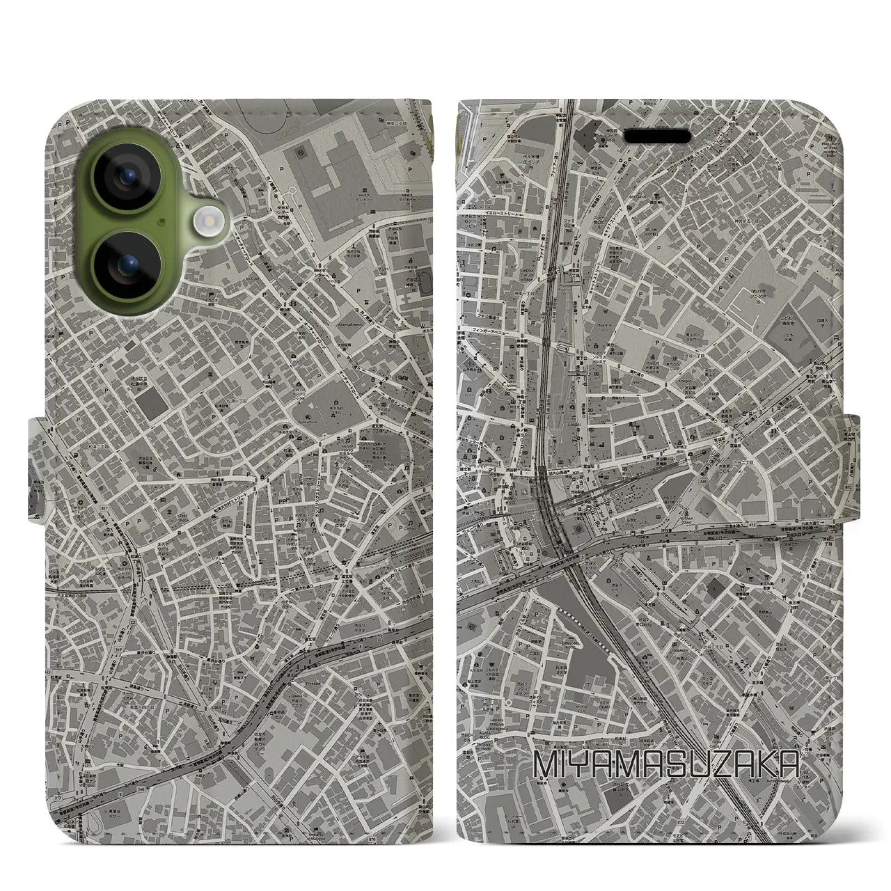 【宮益坂(東京都)】地図柄iPhoneケース(手帳タイプ)