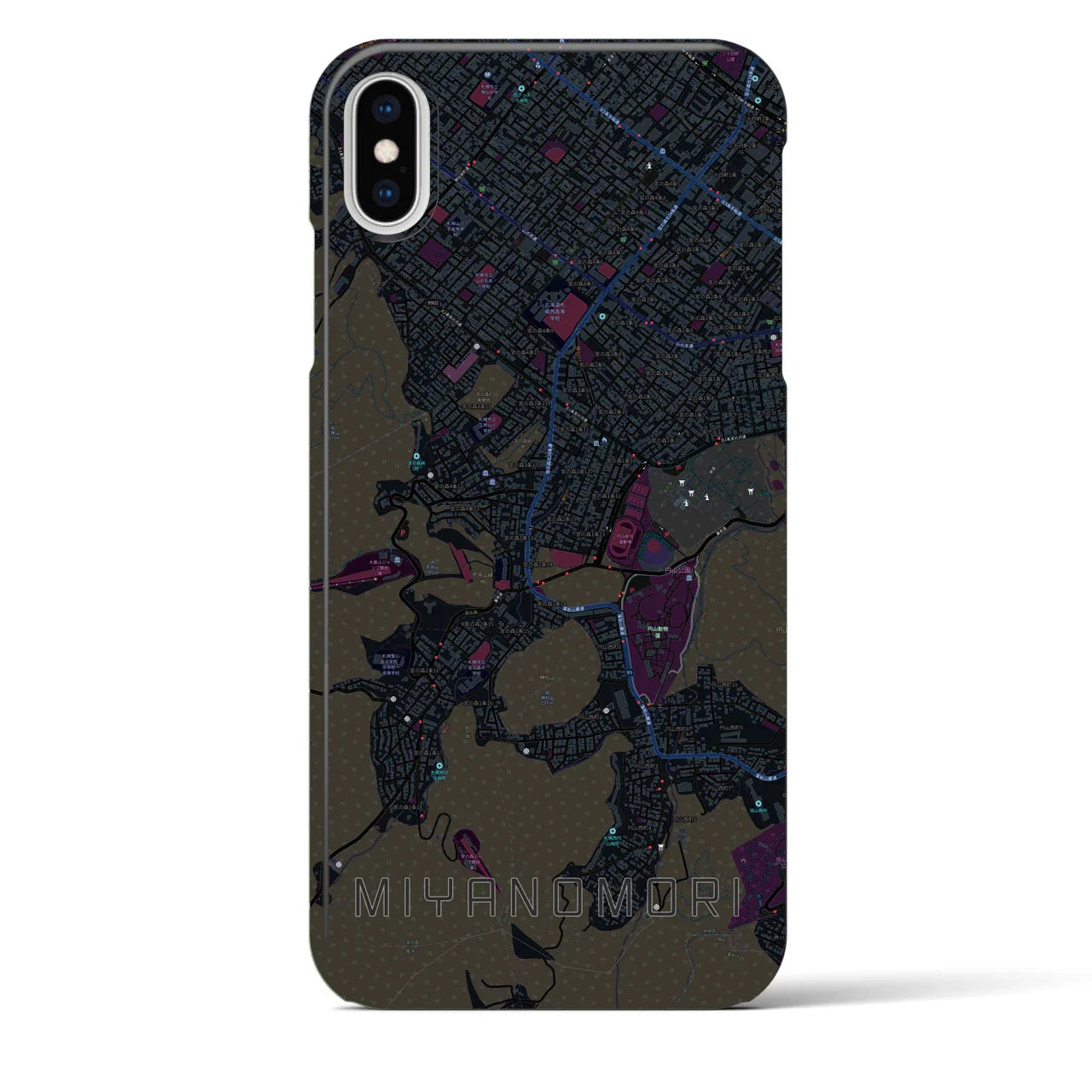 【宮の森(北海道)】地図柄iPhoneケース(バックカバータイプ)