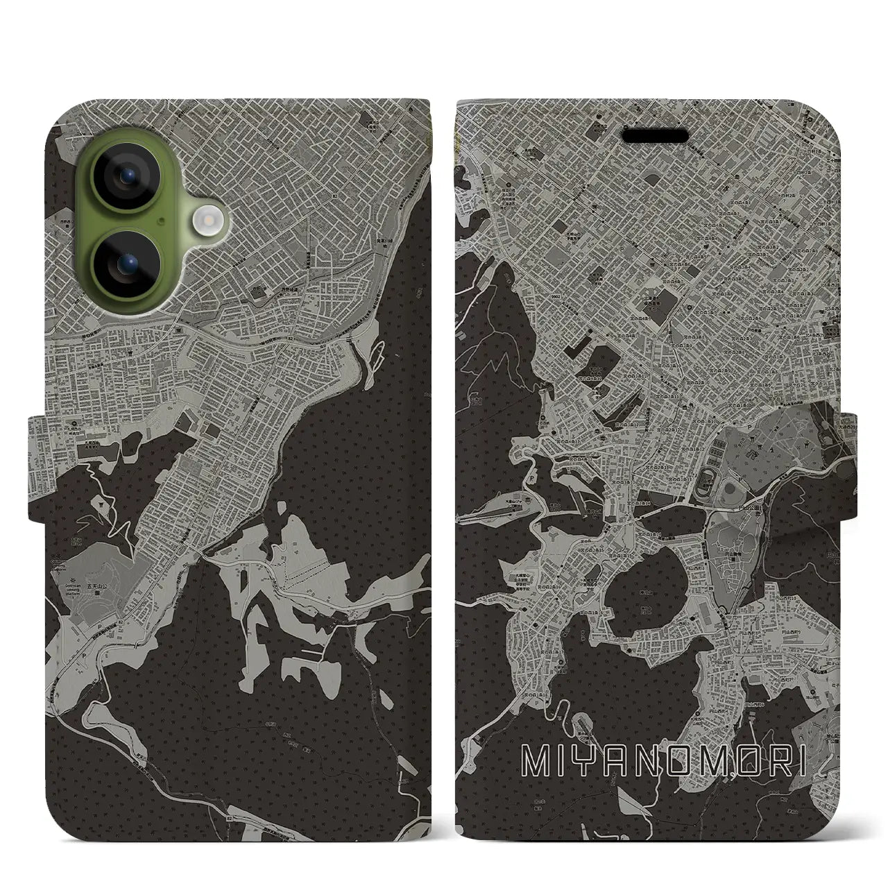 【宮の森(北海道)】地図柄iPhoneケース(手帳タイプ)