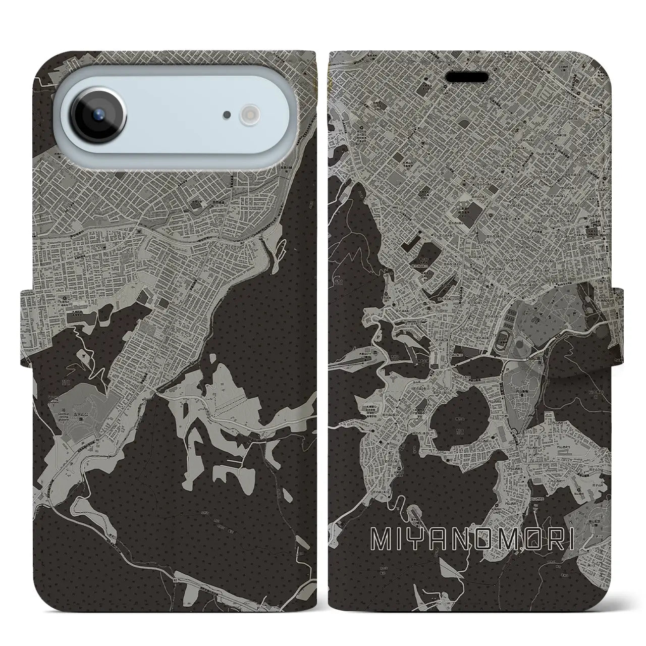 【宮の森(北海道)】地図柄iPhoneケース(手帳タイプ)