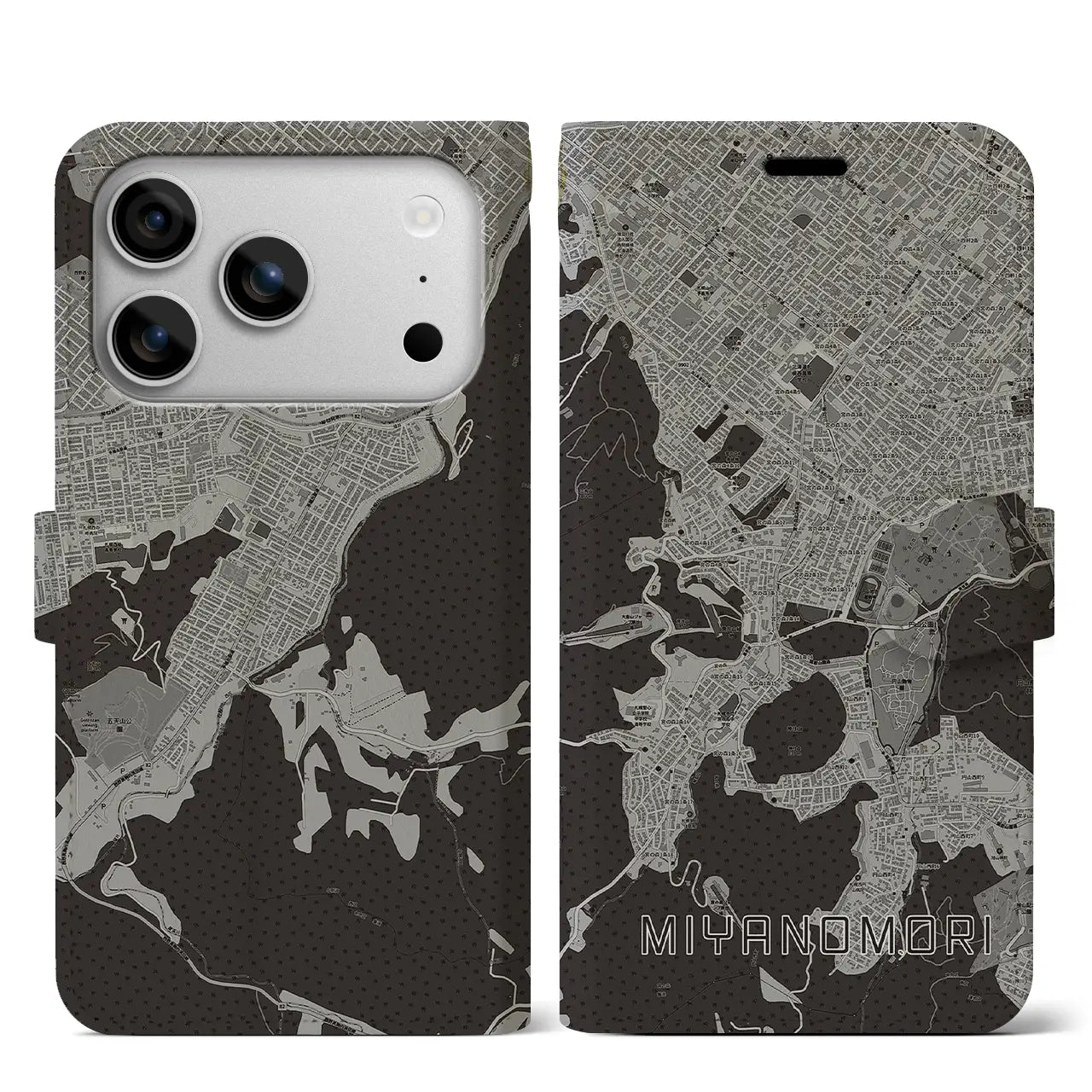 【宮の森(北海道)】地図柄iPhoneケース(手帳タイプ)