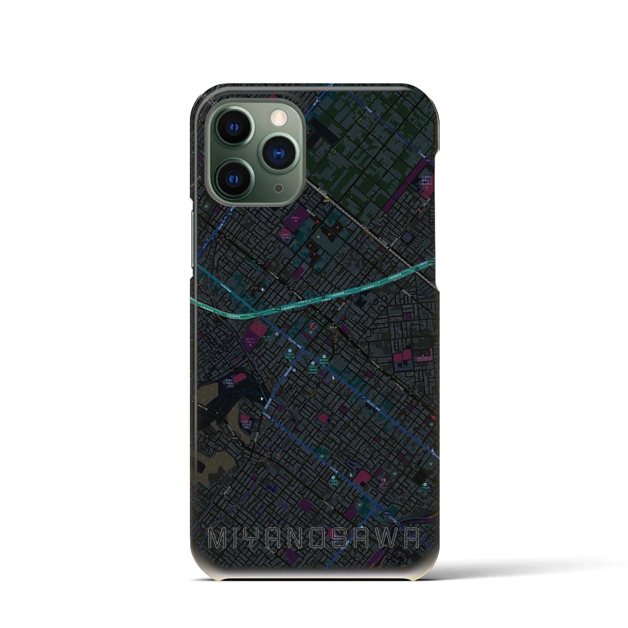 【宮の沢(北海道)】地図柄iPhoneケース(バックカバータイプ)