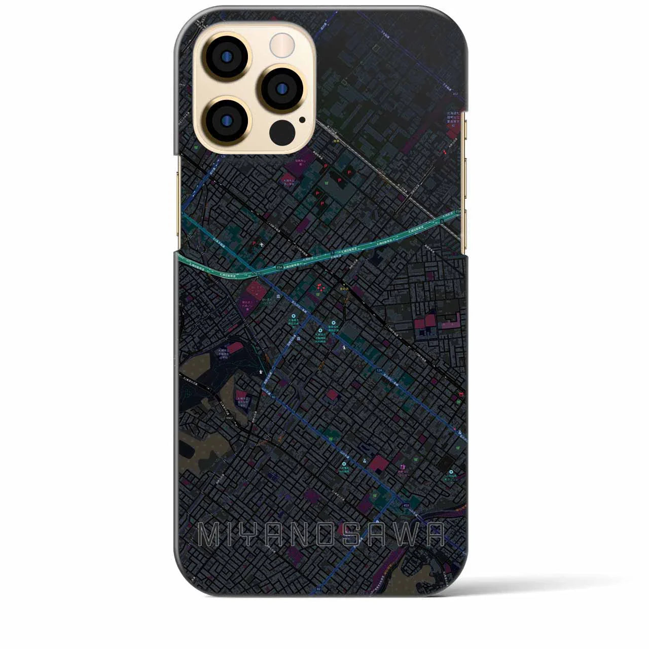 【宮の沢(北海道)】地図柄iPhoneケース(バックカバータイプ)