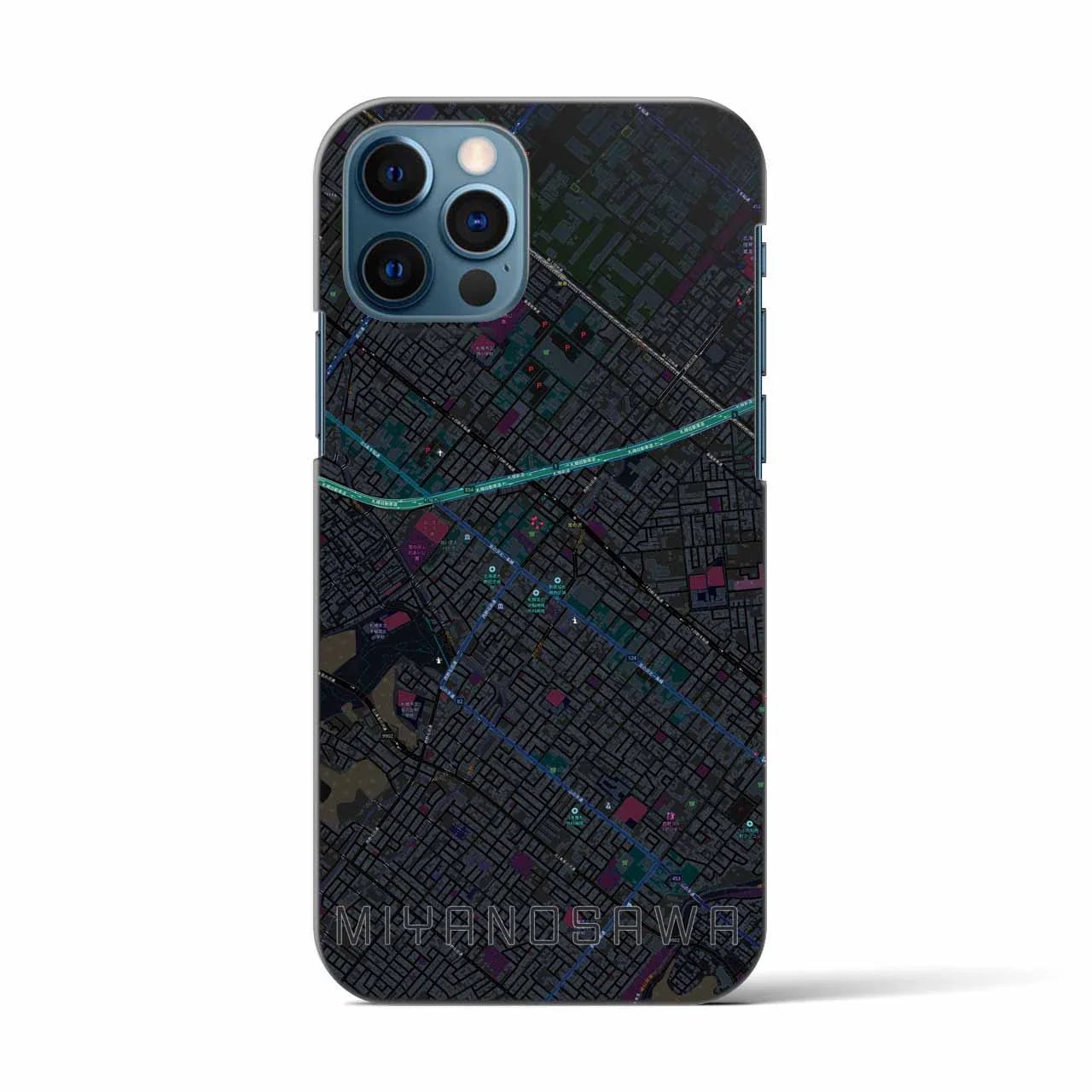 【宮の沢(北海道)】地図柄iPhoneケース(バックカバータイプ)