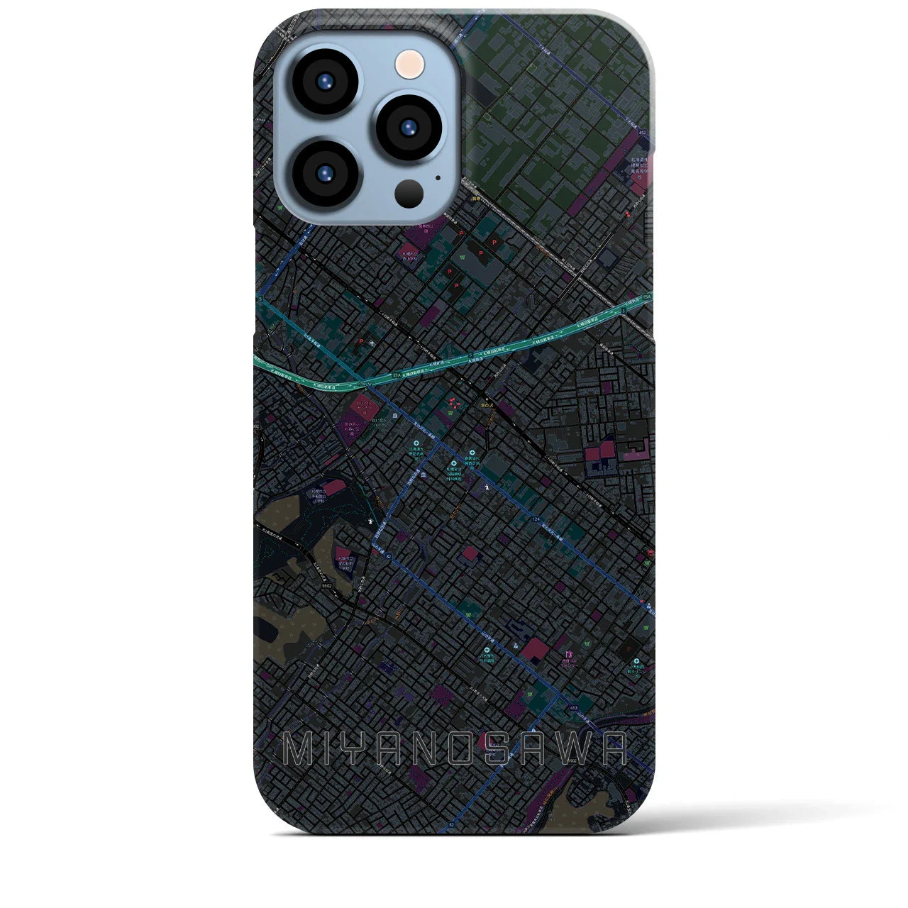【宮の沢(北海道)】地図柄iPhoneケース(バックカバータイプ)