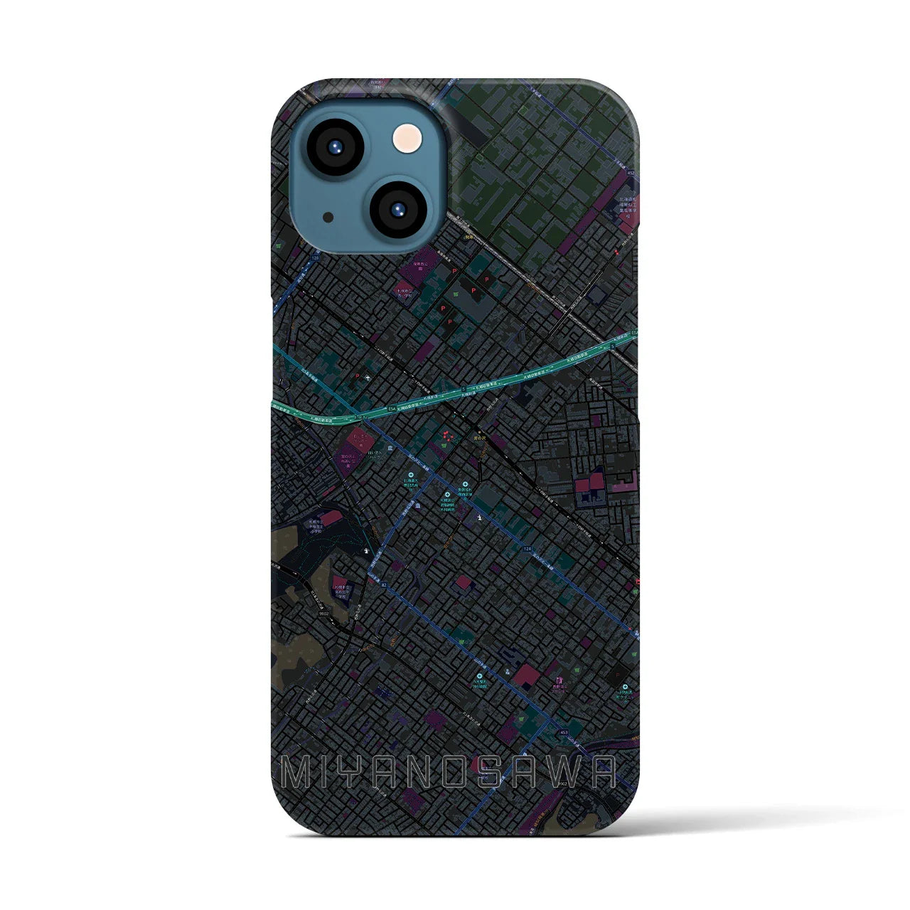 【宮の沢(北海道)】地図柄iPhoneケース(バックカバータイプ)