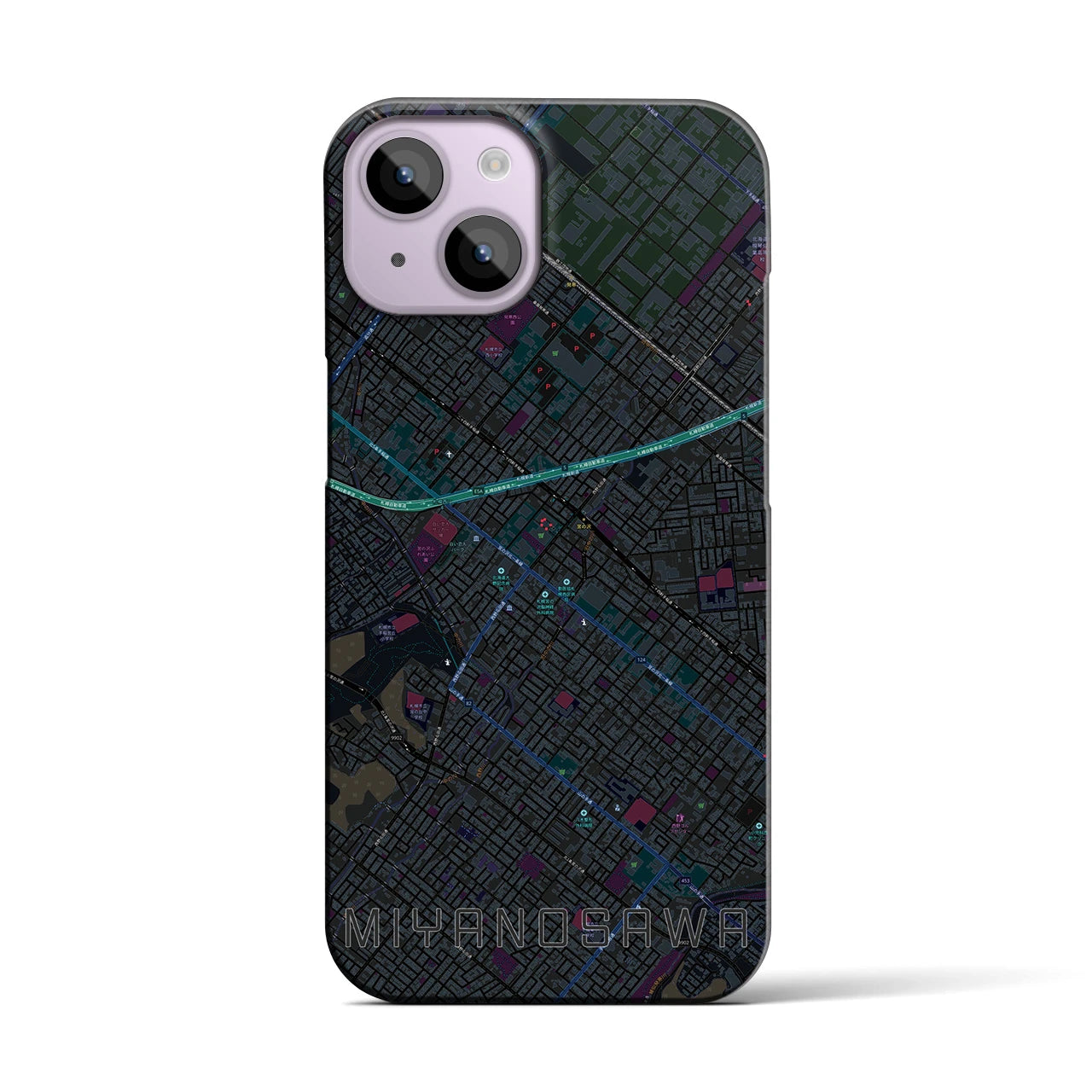 【宮の沢(北海道)】地図柄iPhoneケース(バックカバータイプ)