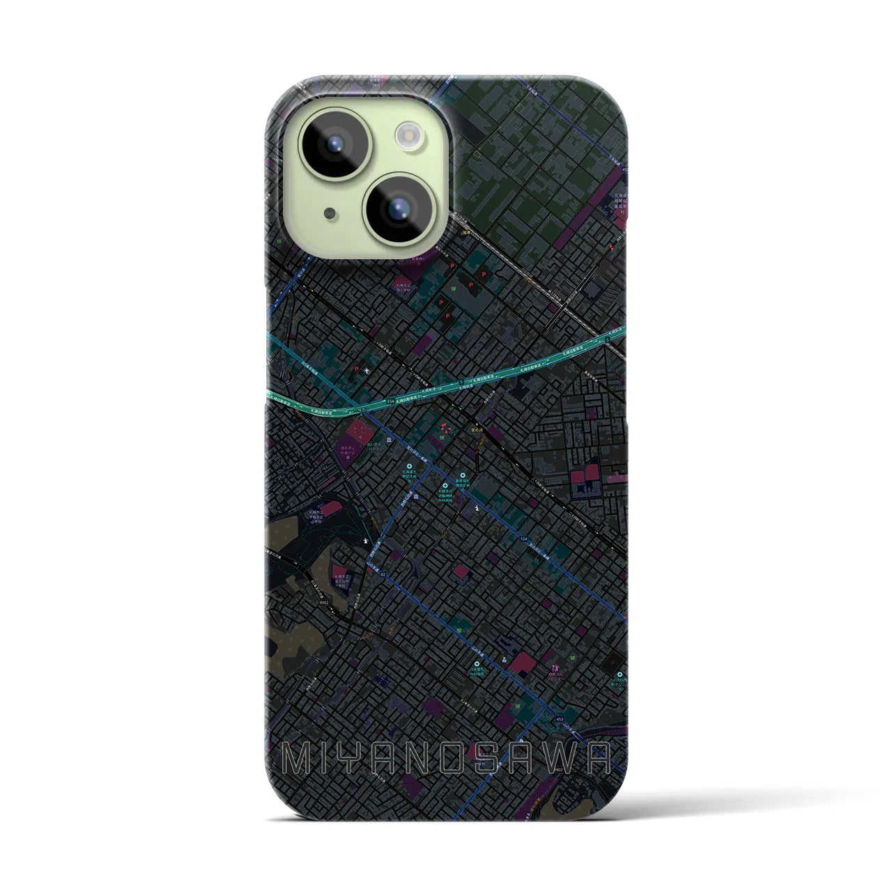 【宮の沢(北海道)】地図柄iPhoneケース(バックカバータイプ)