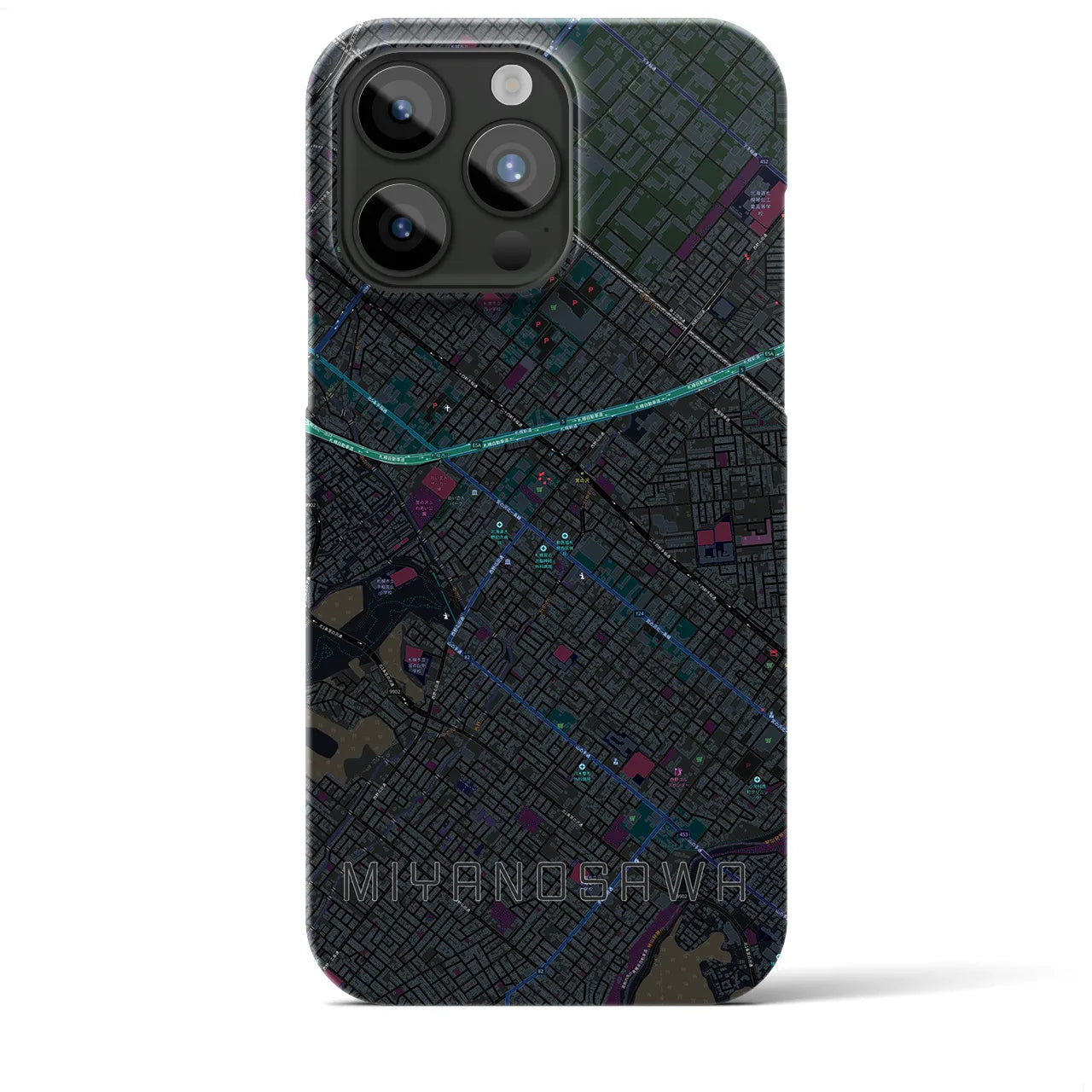 【宮の沢(北海道)】地図柄iPhoneケース(バックカバータイプ)