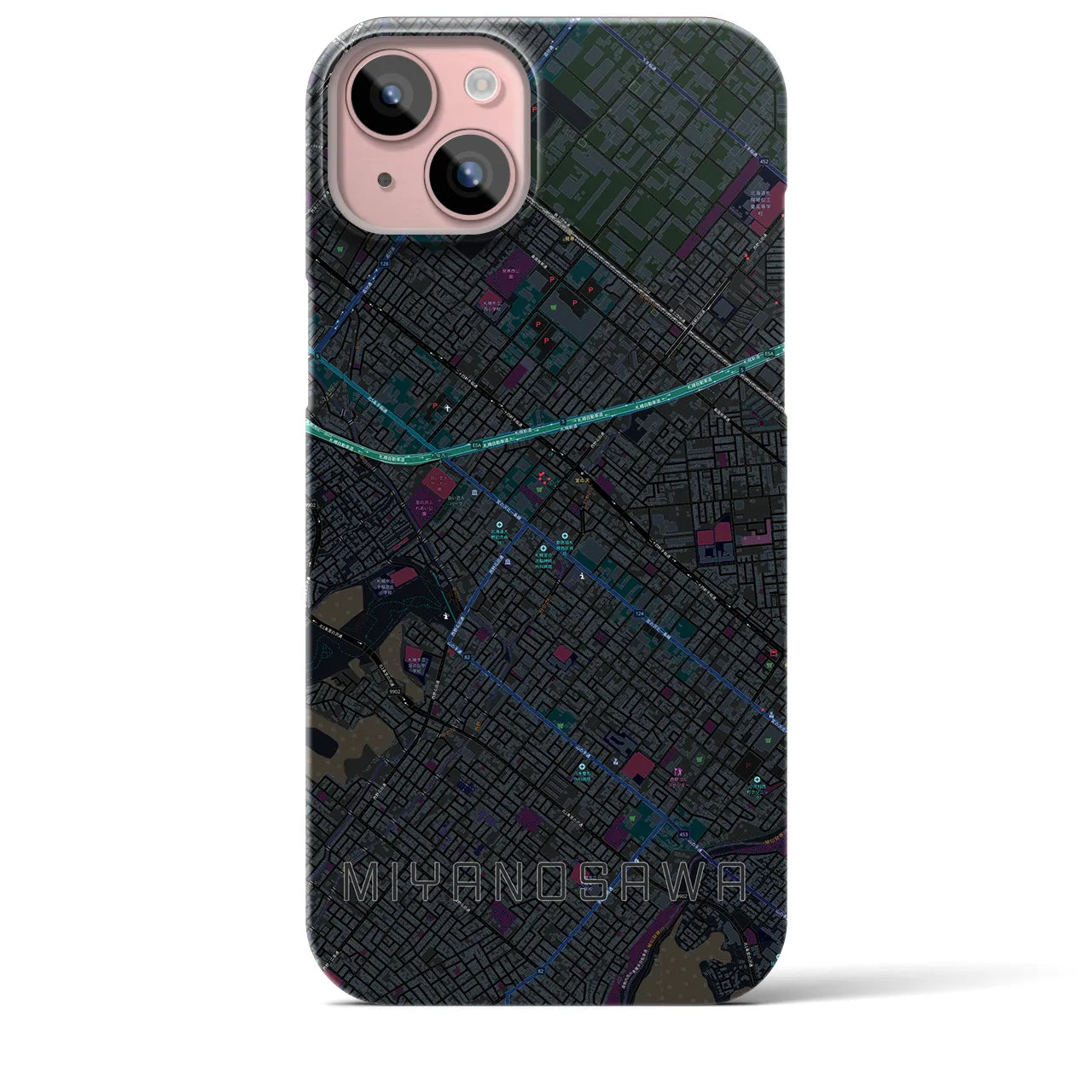 【宮の沢(北海道)】地図柄iPhoneケース(バックカバータイプ)